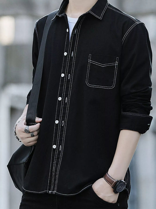 Men's Full Size Button Up Long Sleeve Shirt Plus Size - PBNJ FASHIONS
