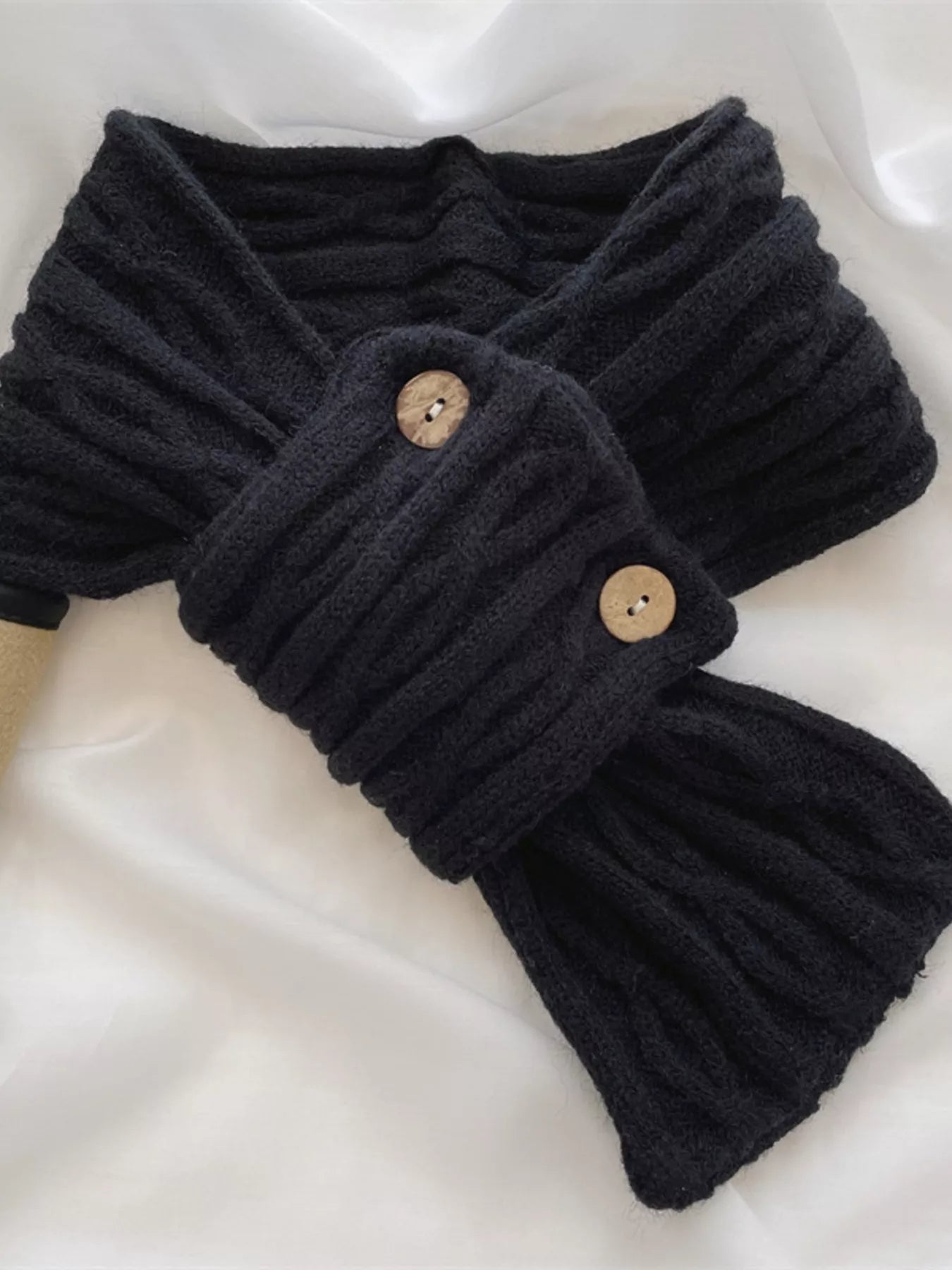 Button - Accent Knitted Winter Scarf - PBNJ FASHIONS