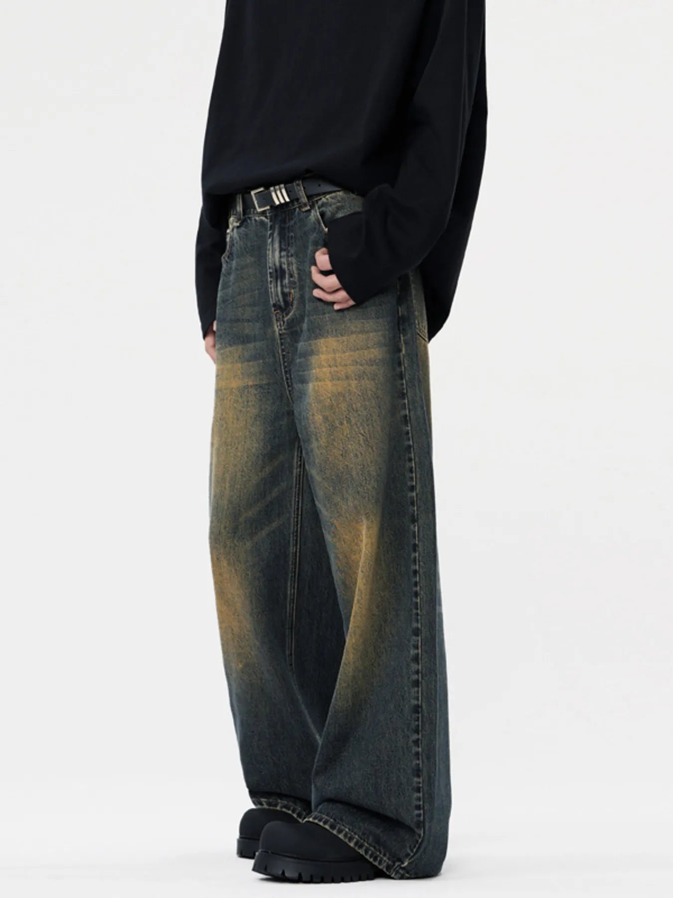 Men's Vintage Wash Wide Leg Jeans - PBNJ FASHIONS