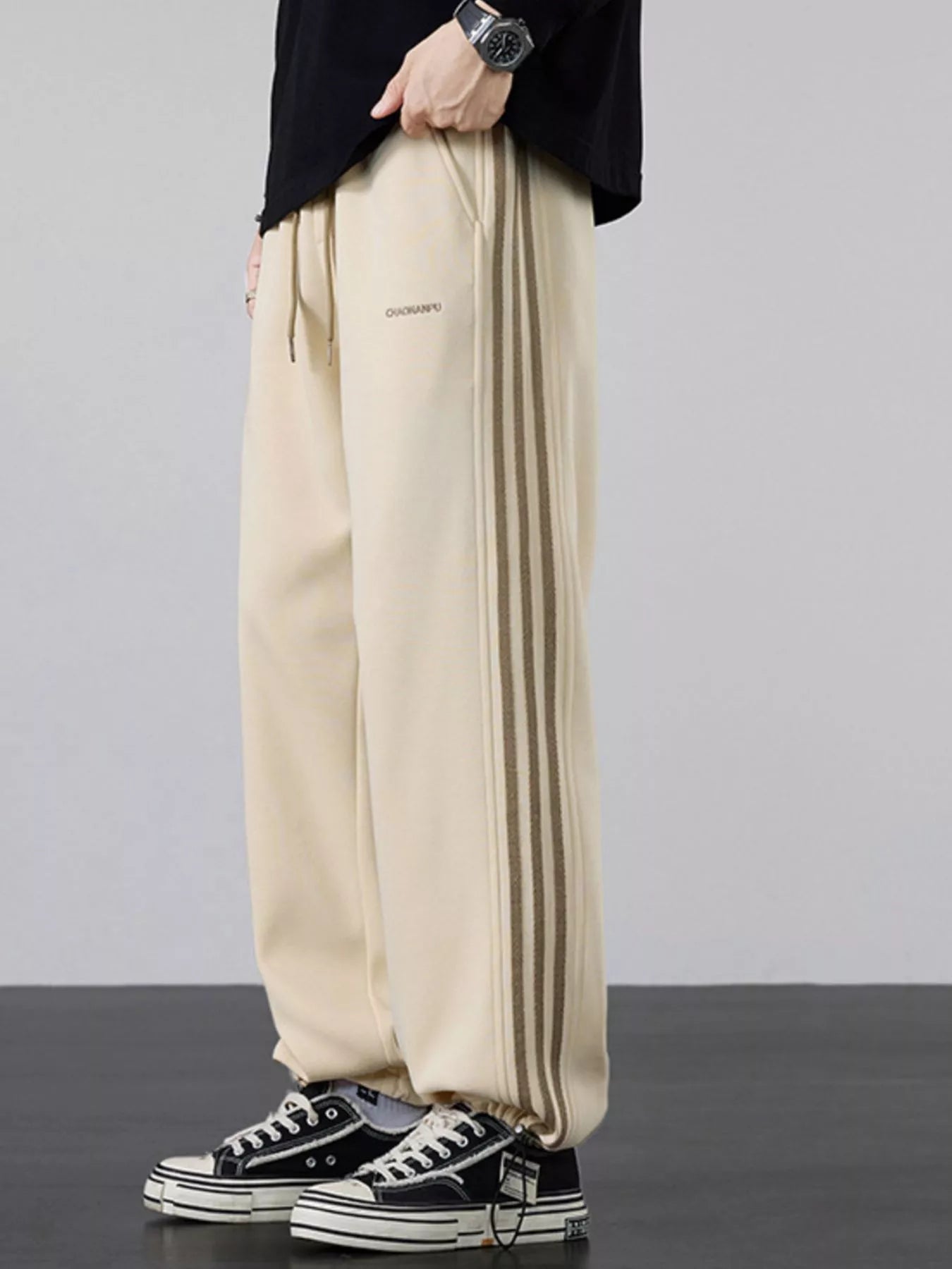 Men's Plus Size Casual Striped Wide Leg Sweatpants - PBNJ FASHIONS