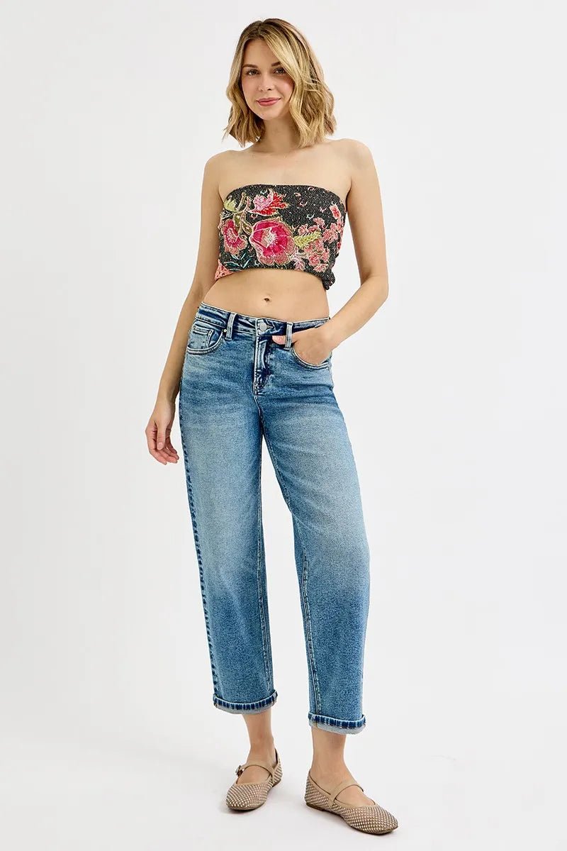 RISEN Full Size High Rise Crop Boyfriend Jeans Plus Size - PBNJ FASHIONS