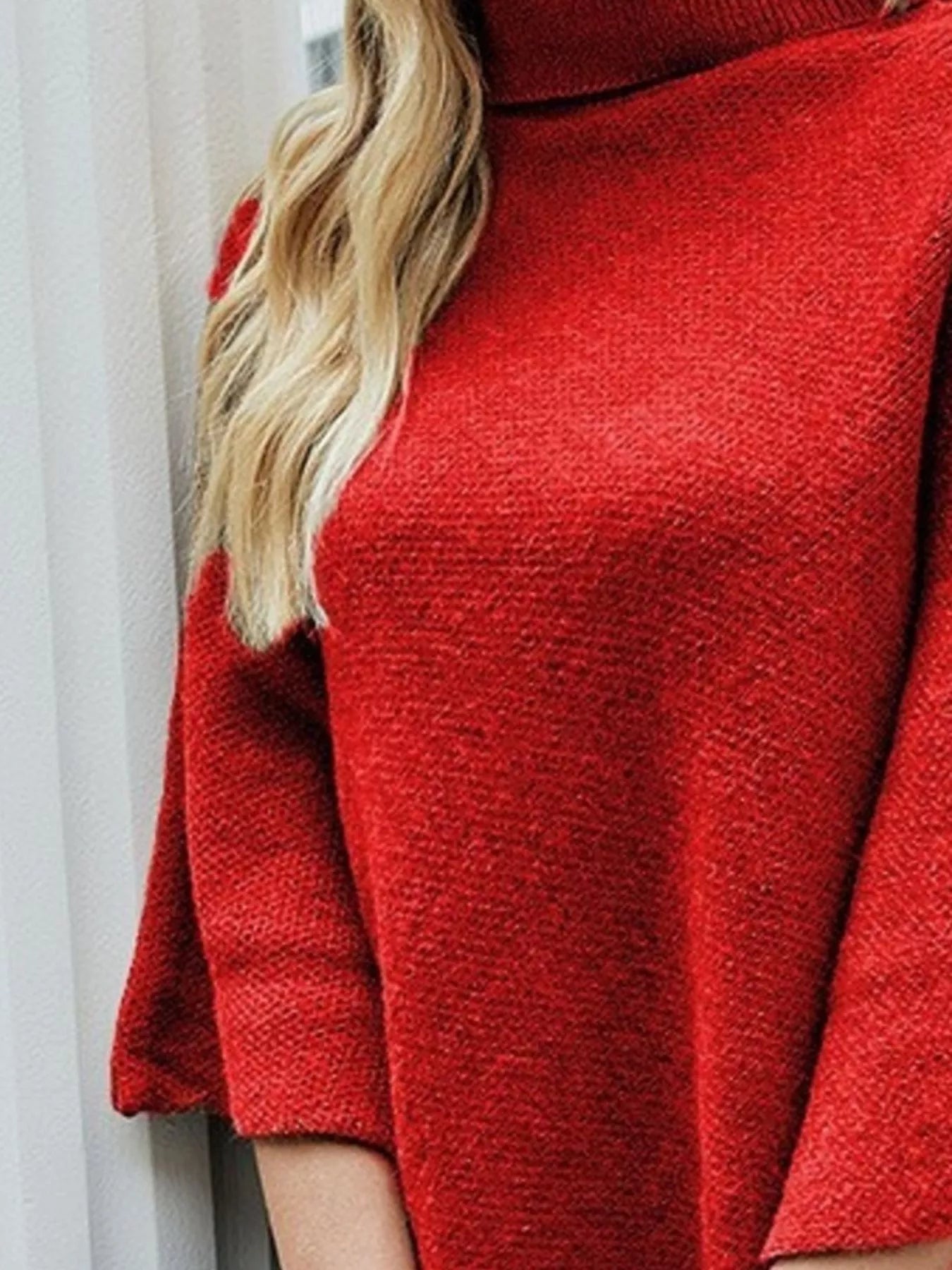Button - Decor Turtleneck Poncho Pullover - PBNJ FASHIONS