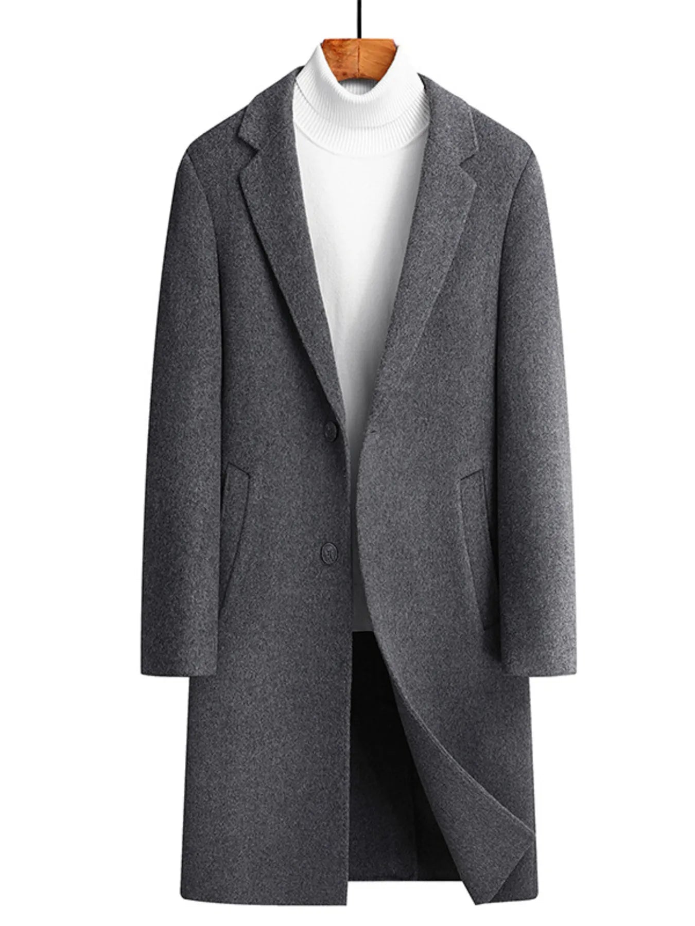Men's Plus Size Lapel Collar Long Coat - PBNJ FASHIONS