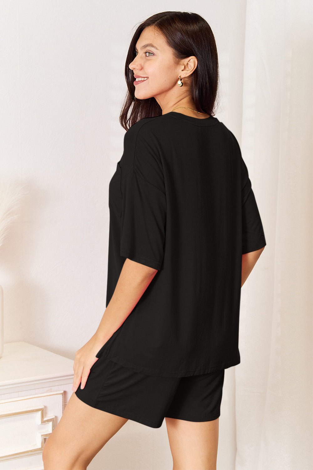 Basic Bae Full Size Soft Rayon Half Sleeve Top and Shorts Set - PBNJ FASHIONS