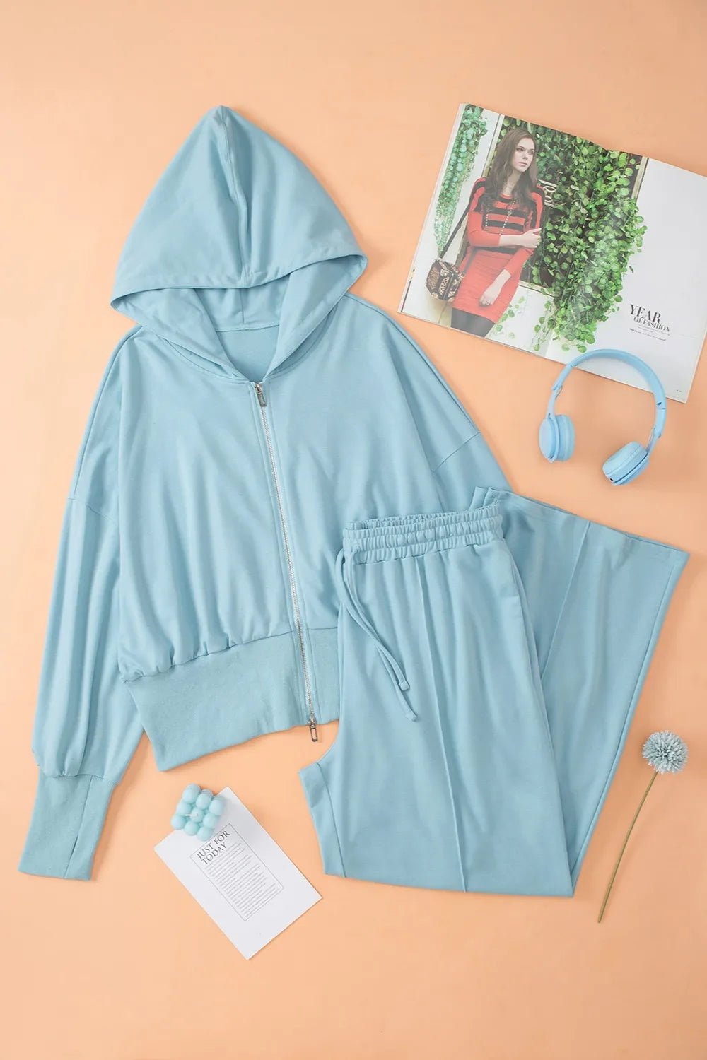 Zip - Up Hoodie and Pants Active Set - PBNJ FASHIONS