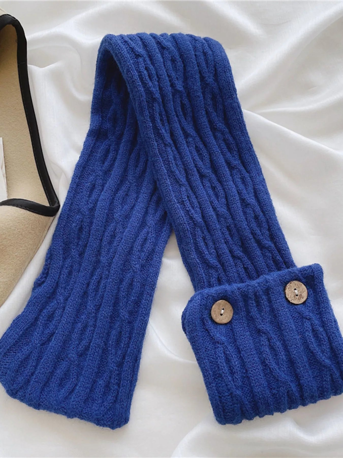 Button - Accent Knitted Winter Scarf - PBNJ FASHIONS