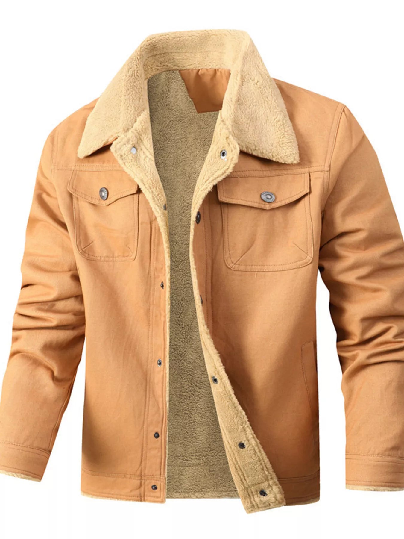 Men's Full Size Sherpa Lined Snap Down Jacket Plus Size - PBNJ FASHIONS