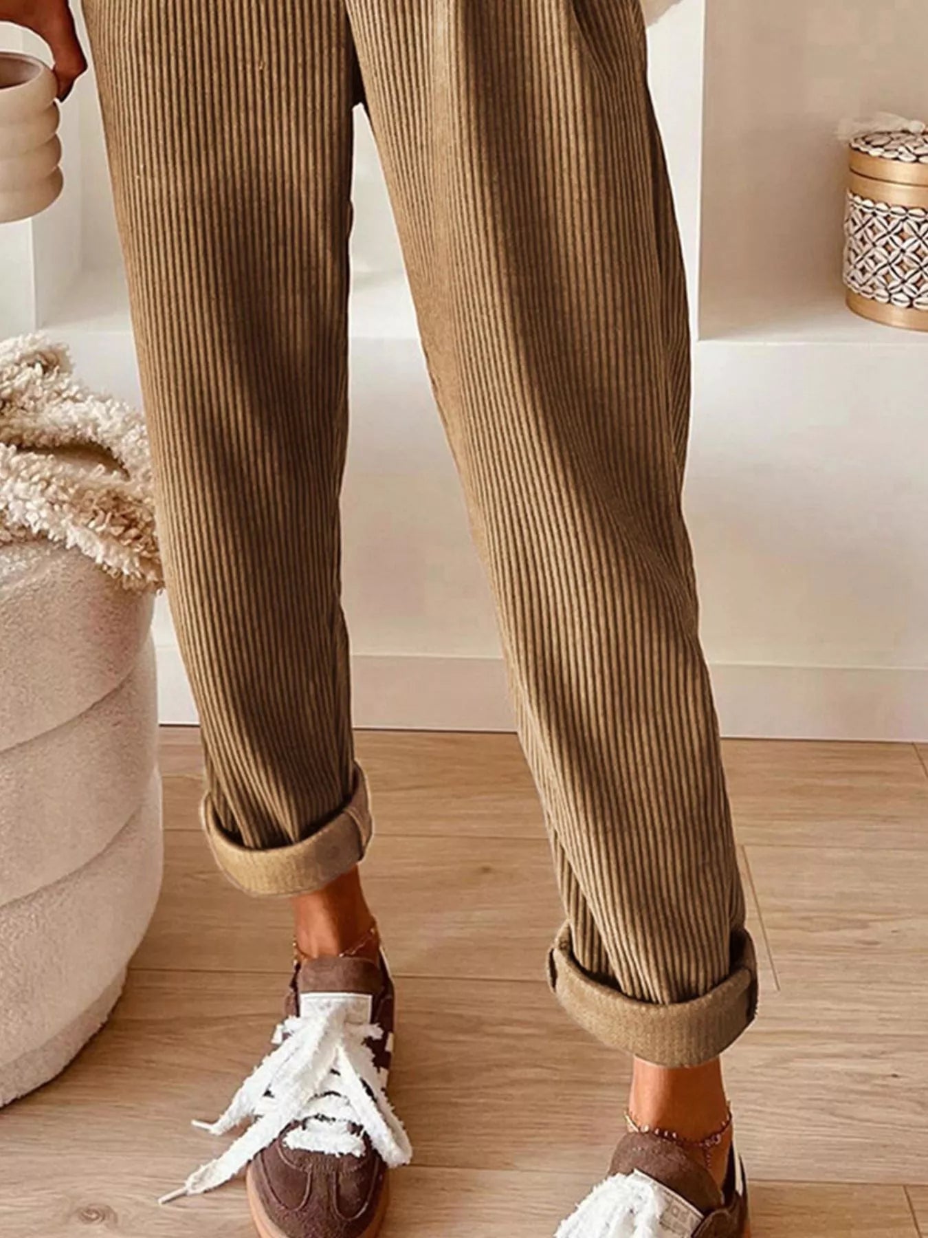 Casual Corduroy Drawstring Waist Pants - PBNJ FASHIONS