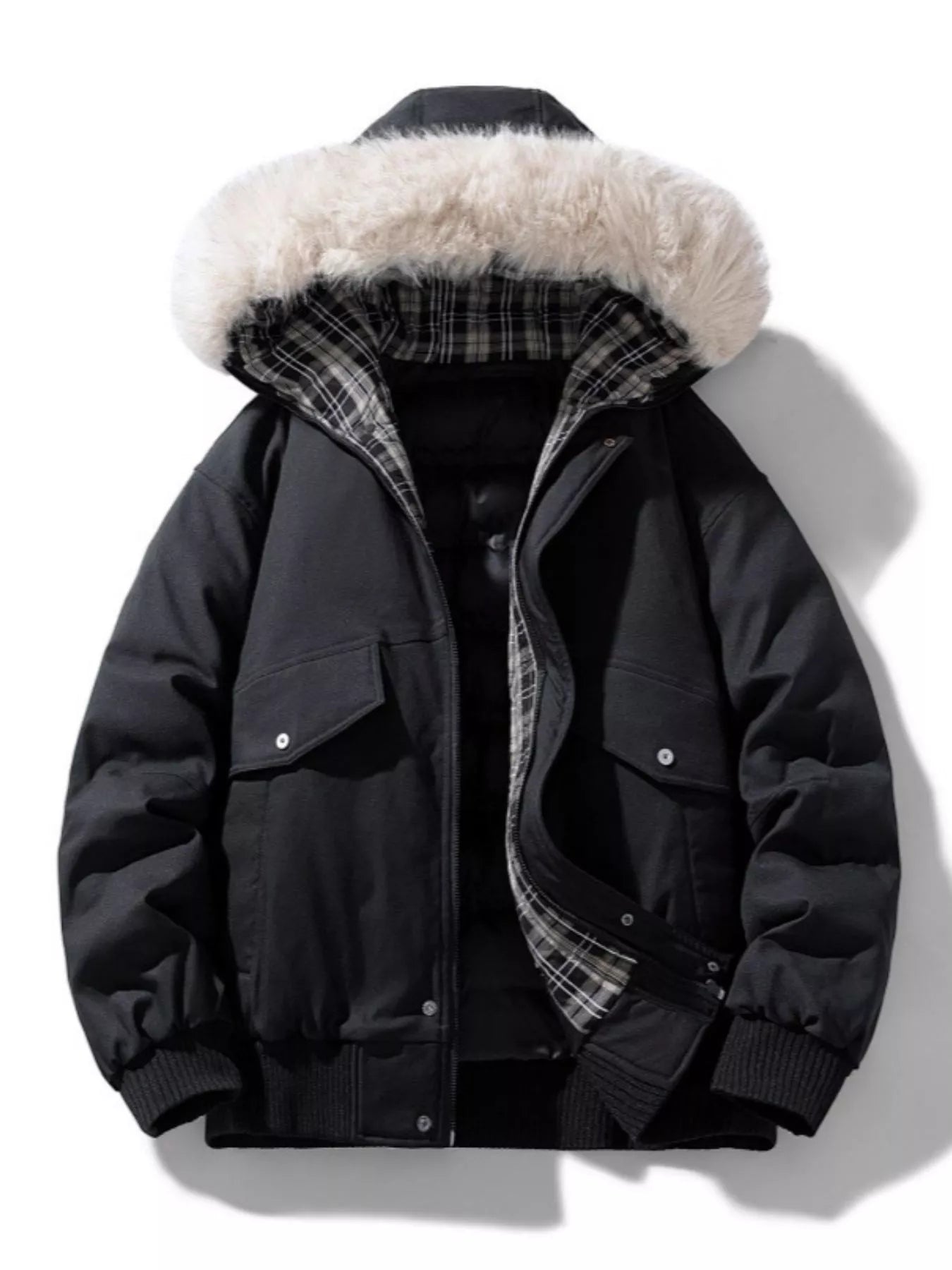Men's Plus Size Fur Hooded Warm Padded Coat - PBNJ FASHIONS