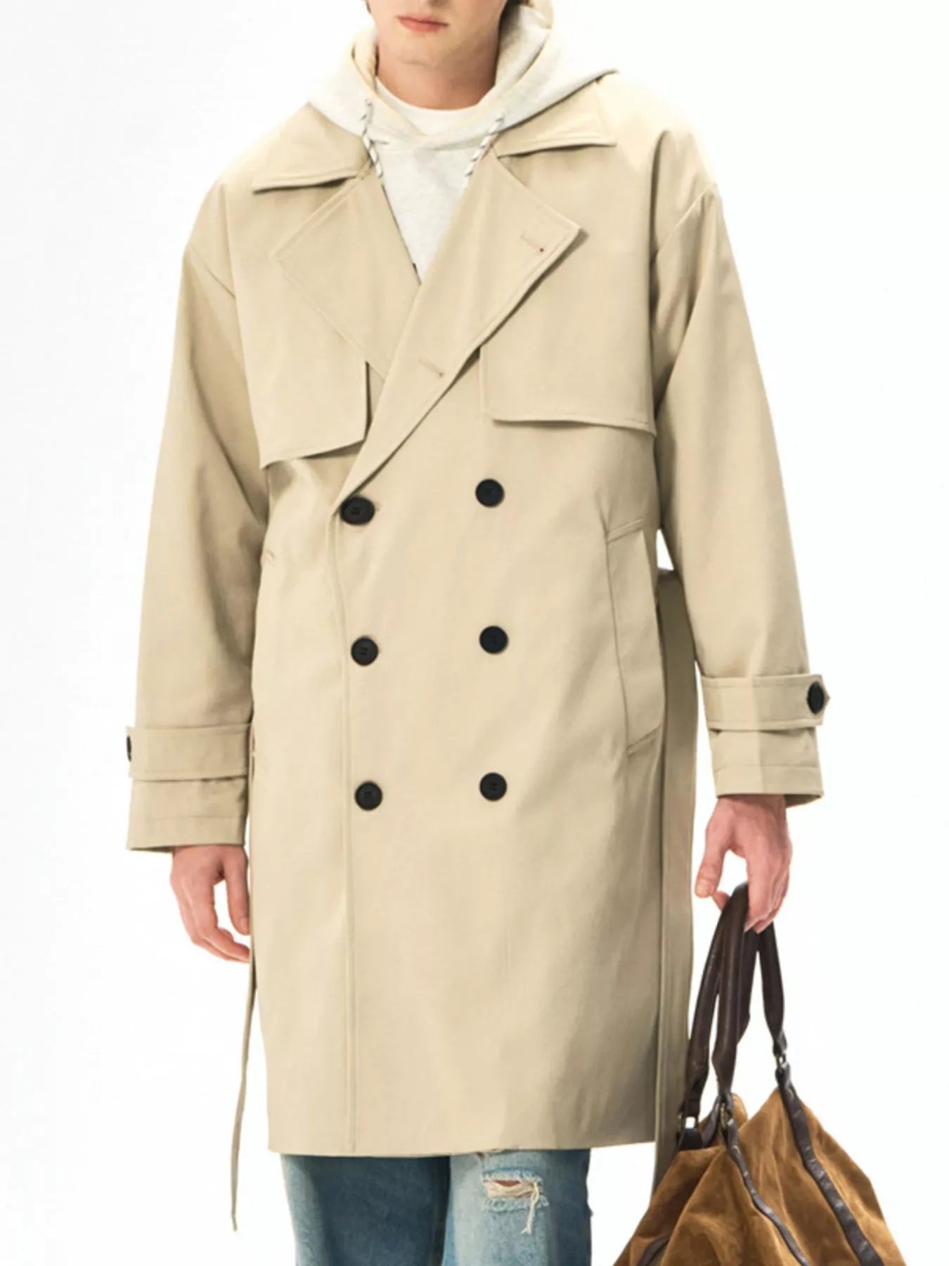 Men's Full Size Double - Breasted Trench Coat Plus Size - PBNJ FASHIONS