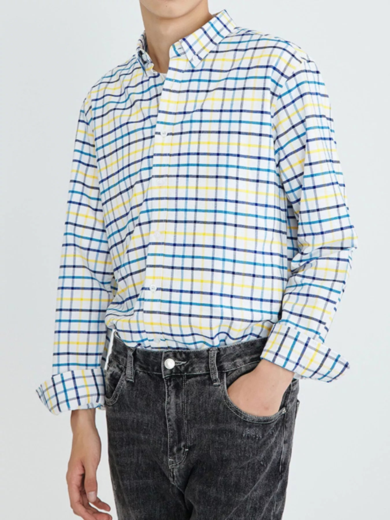 Men's Full Size Plaid Long Sleeve Shirt Plus Size - PBNJ FASHIONS