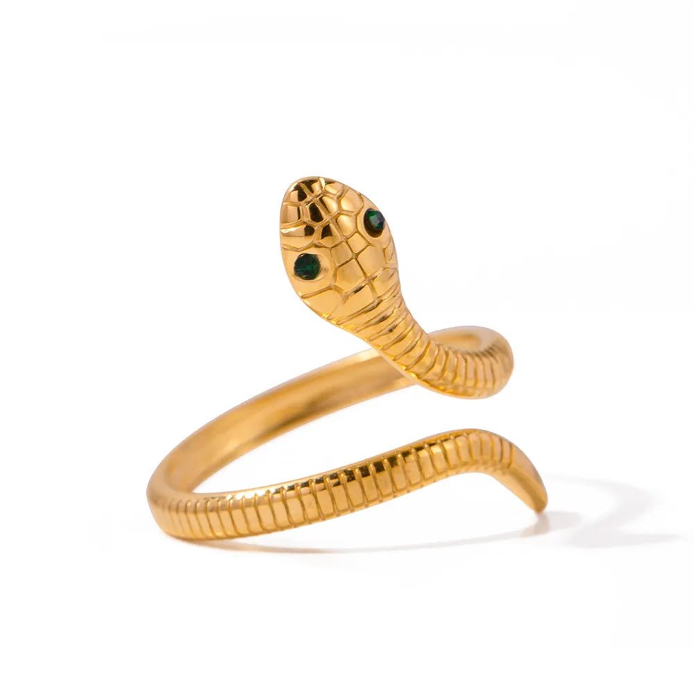 18K Gold - Plated Snake Wrap Adjustable Ring - PBNJ FASHIONS
