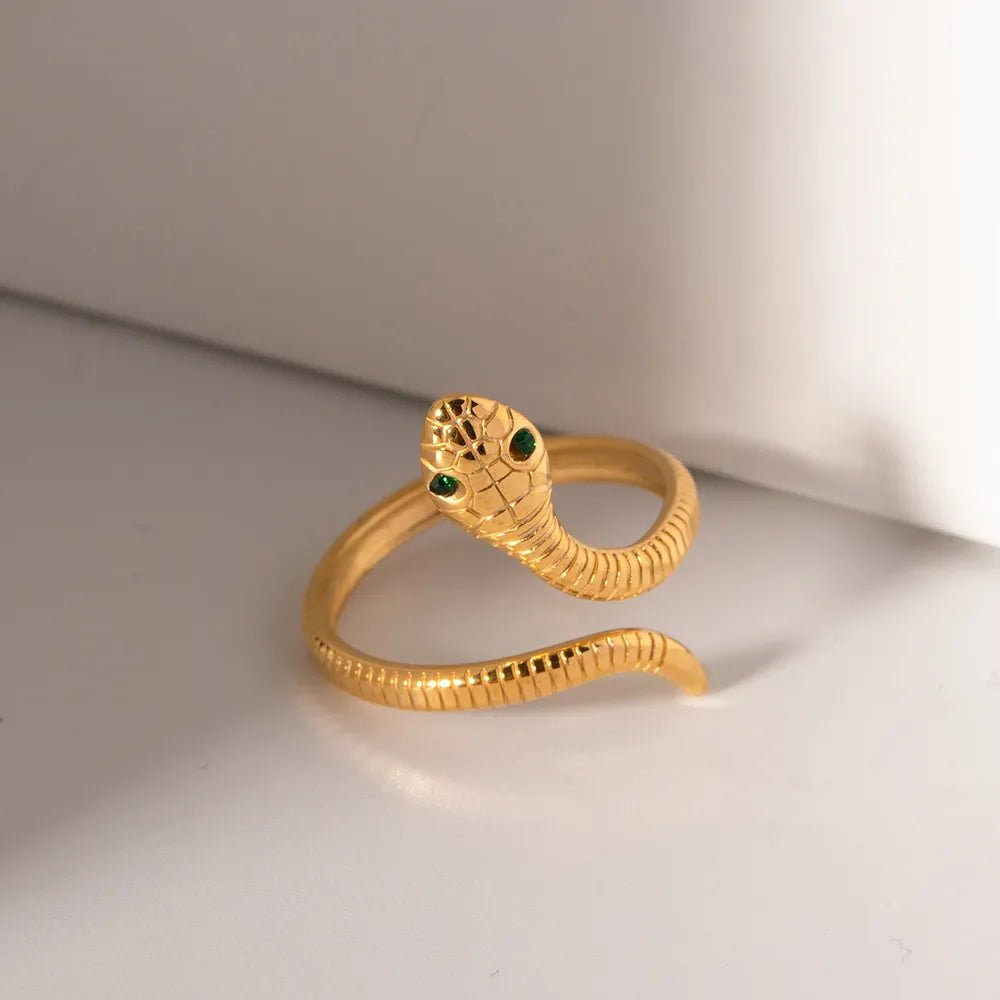 18K Gold - Plated Snake Wrap Adjustable Ring - PBNJ FASHIONS