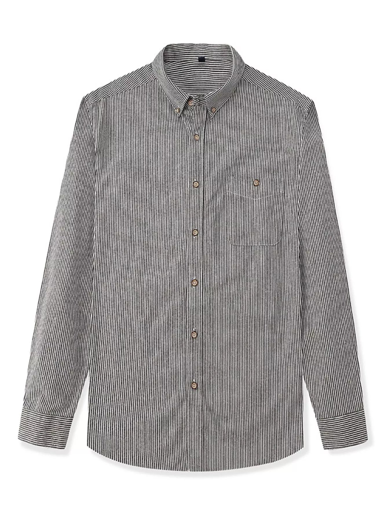 Men's Full Size Casual Striped Corduroy Shirt Plus Size - PBNJ FASHIONS