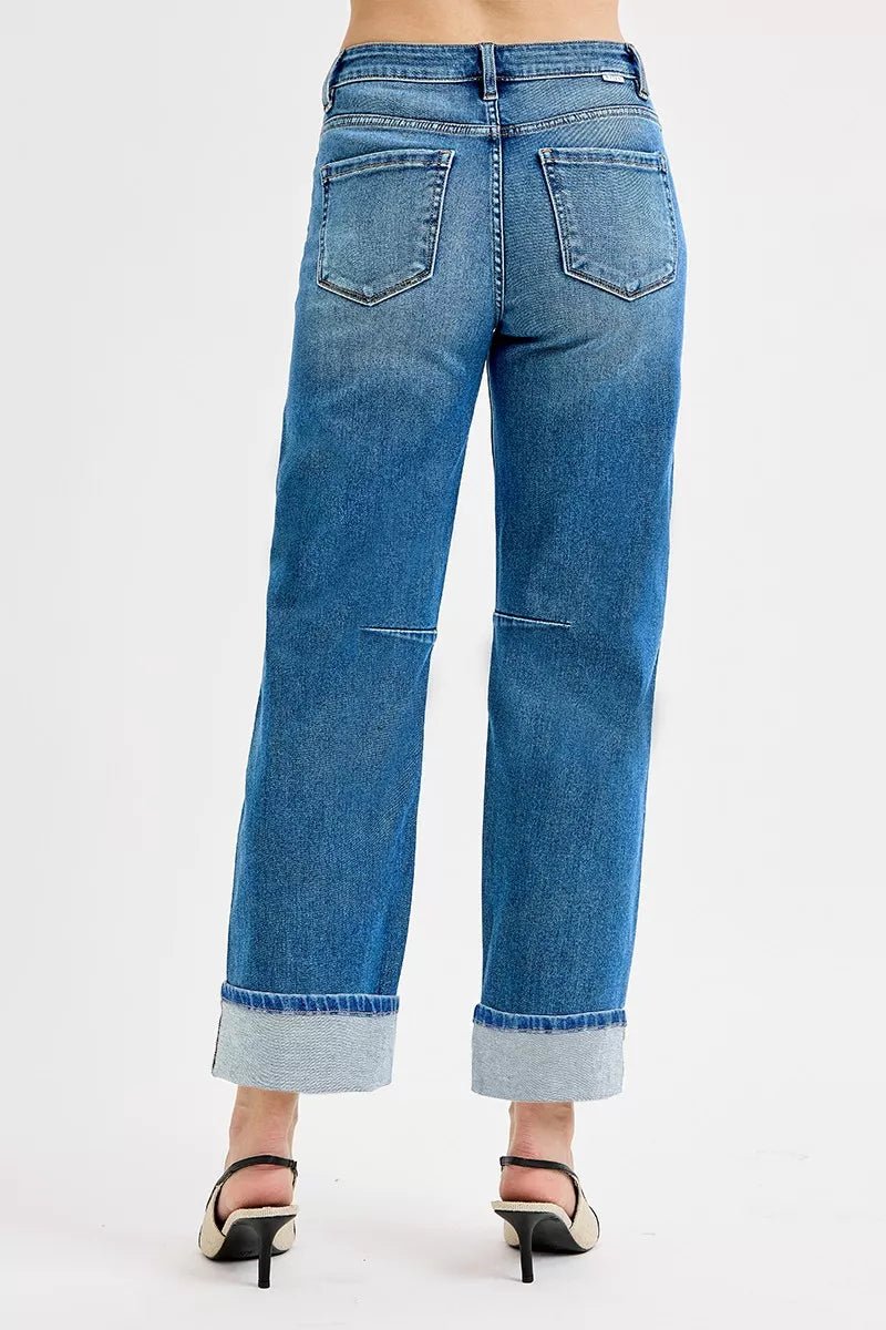 RISEN Slouchy Crop Barrel Cuffed Jeans - PBNJ FASHIONS