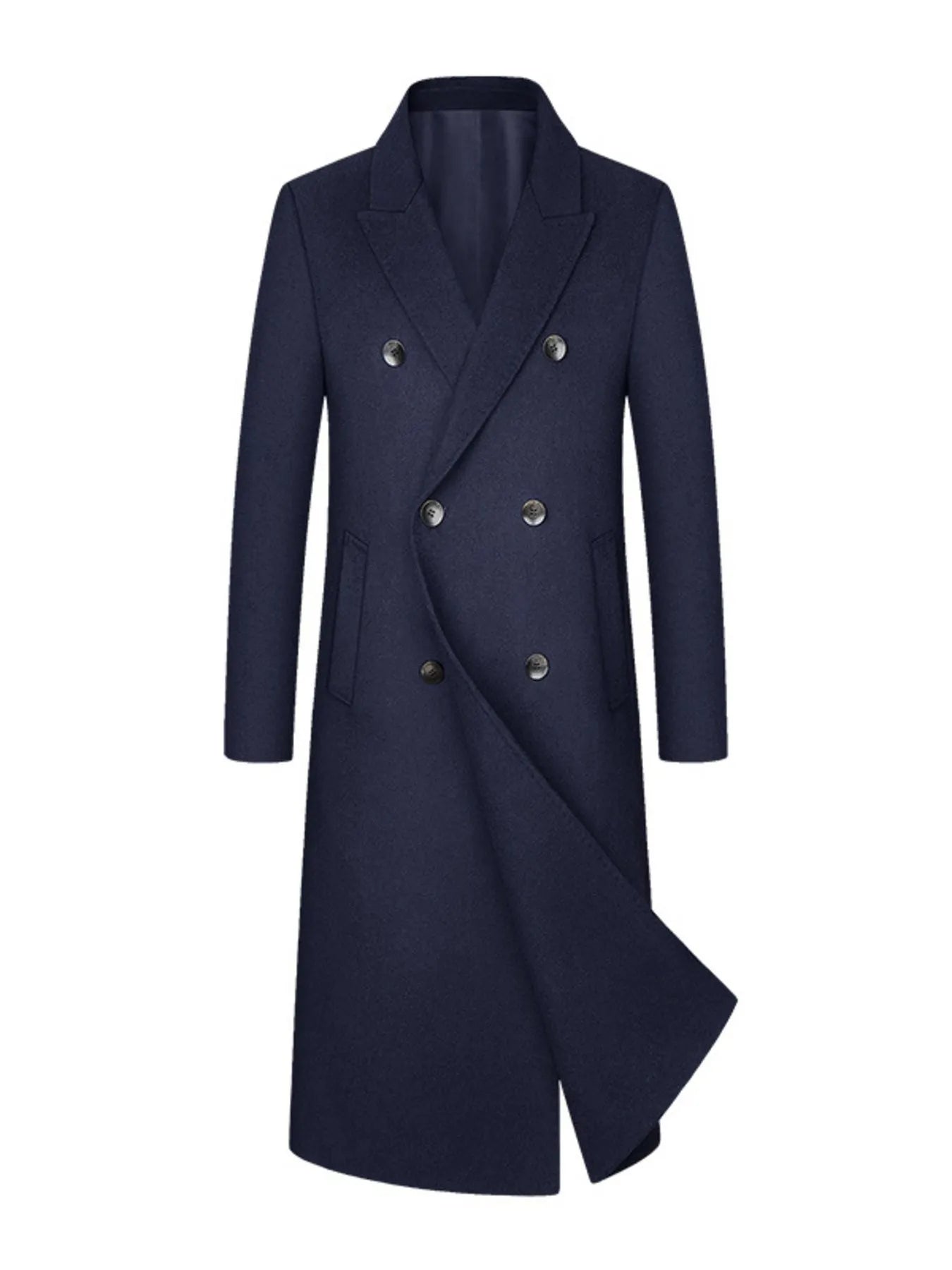 Men's Plus Size Double - Breasted Longline Coat - PBNJ FASHIONS