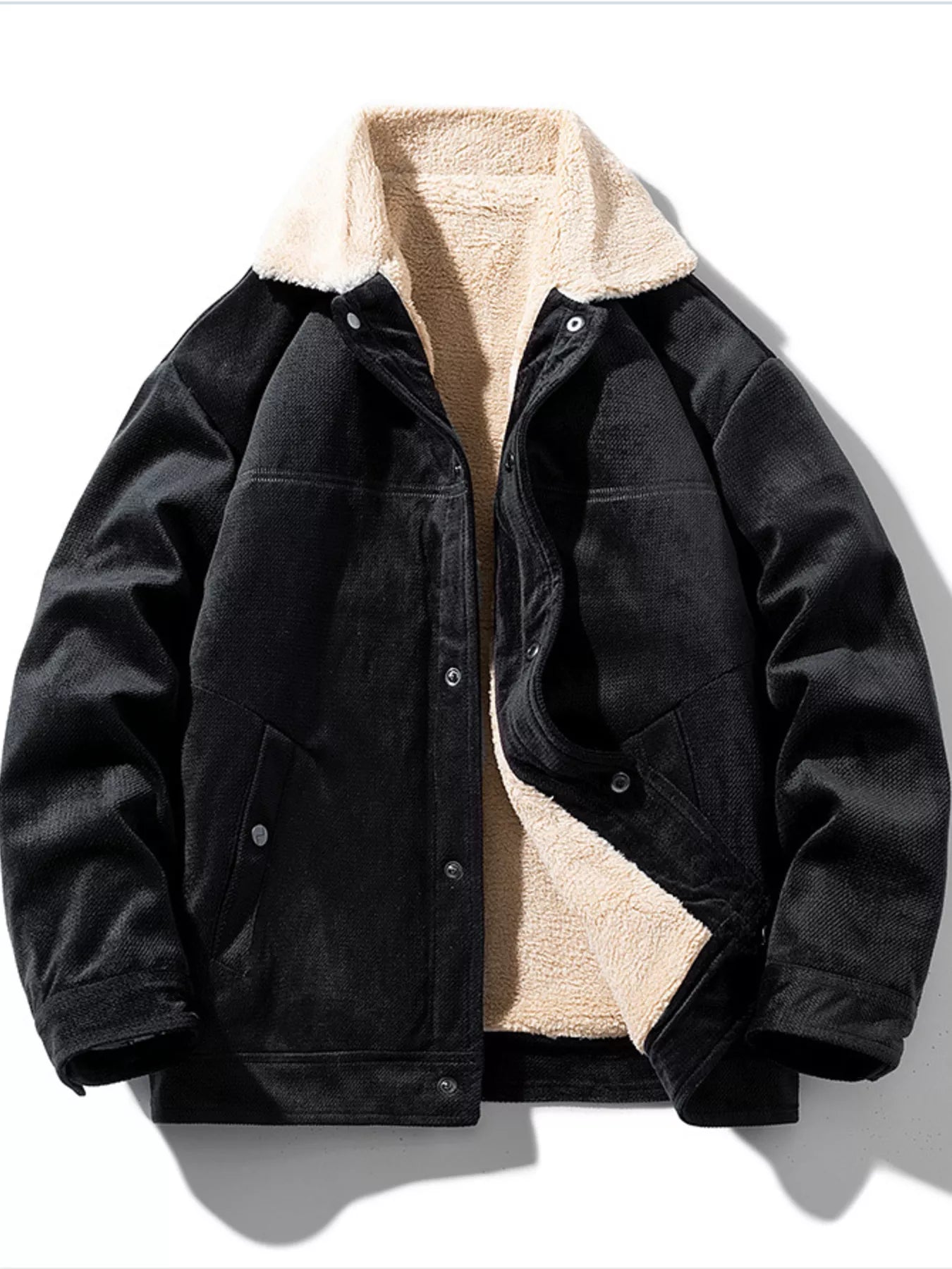 Men's Plus Size Snap Down Sherpa Lined Winter Coat - PBNJ FASHIONS