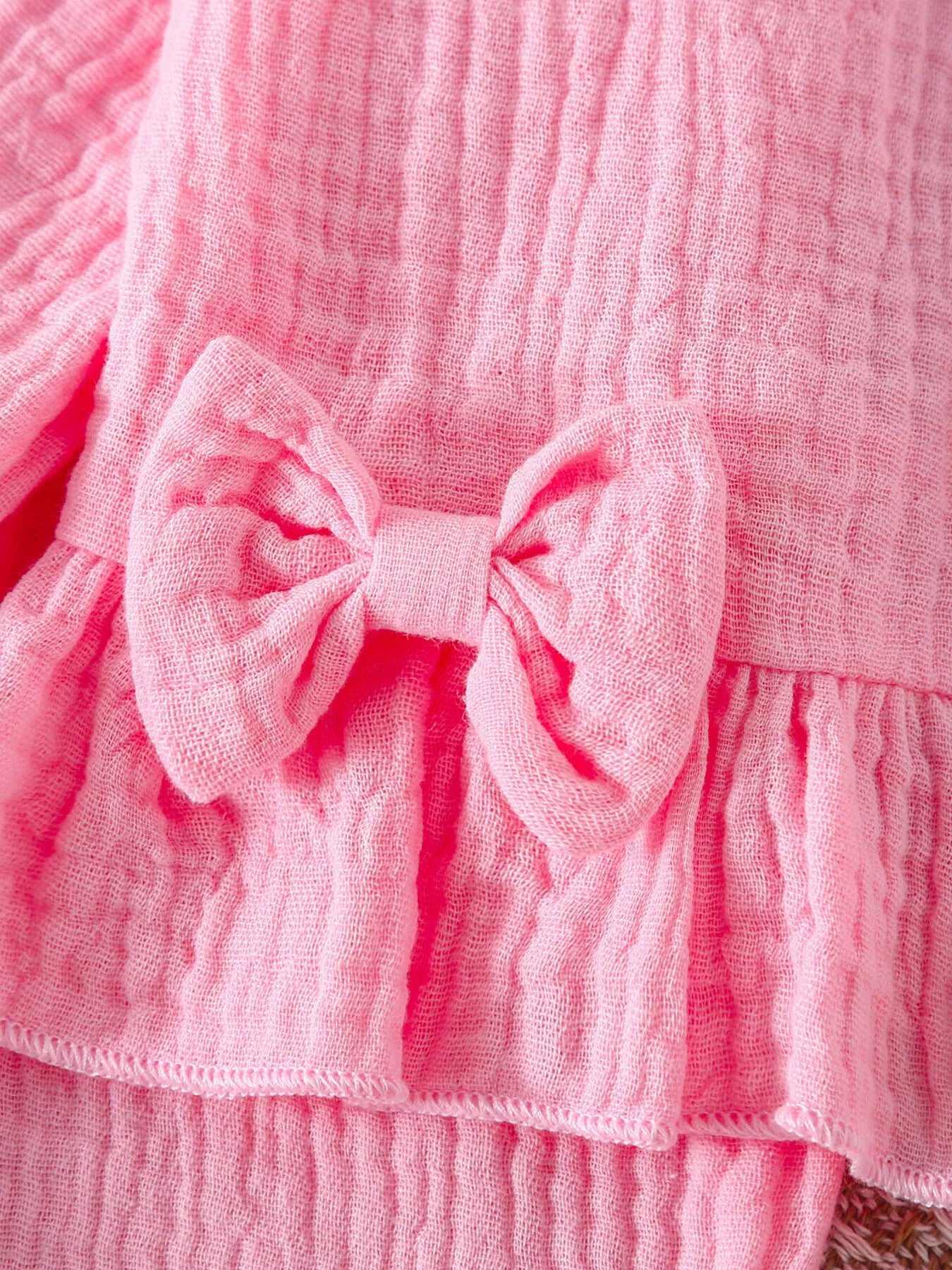 Children's Ruffle Trim Bow Decor Baby Set - PBNJ FASHIONS