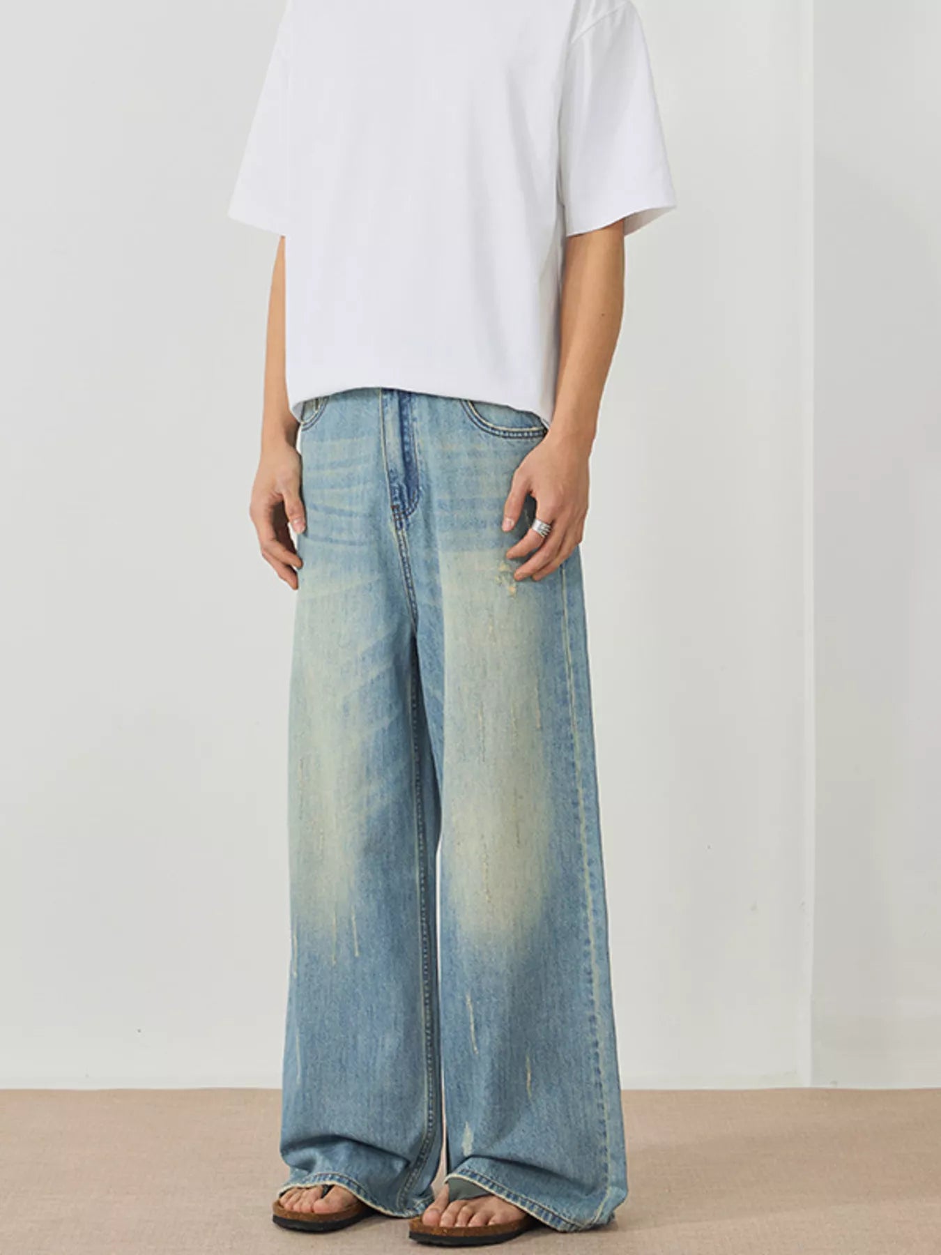Men's Wash Wide Leg Jeans - PBNJ FASHIONS