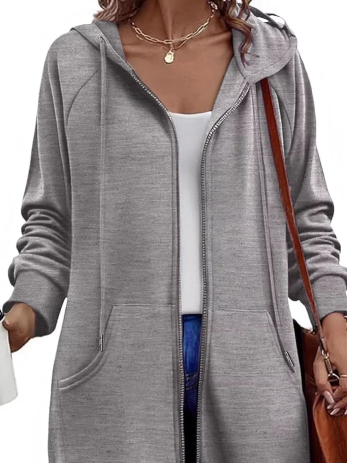Casual Longline Zip - Up Hooded Outerwear - PBNJ FASHIONS