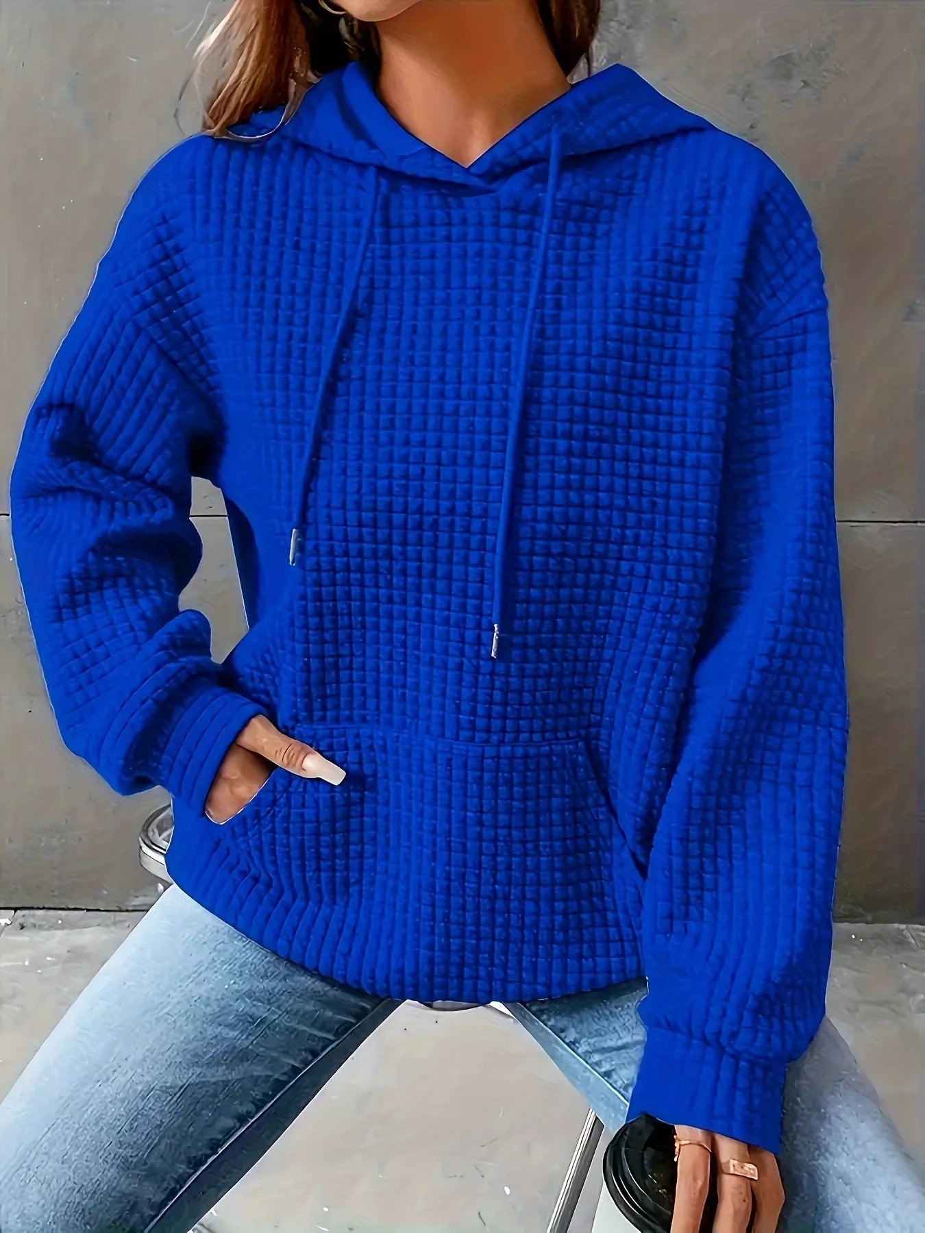 Textured Knit Drawstring Hoodie - PBNJ FASHIONS