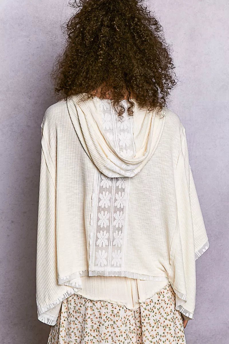 POL Short Sleeve Hoodie Top with Lace Detail - PBNJ FASHIONS