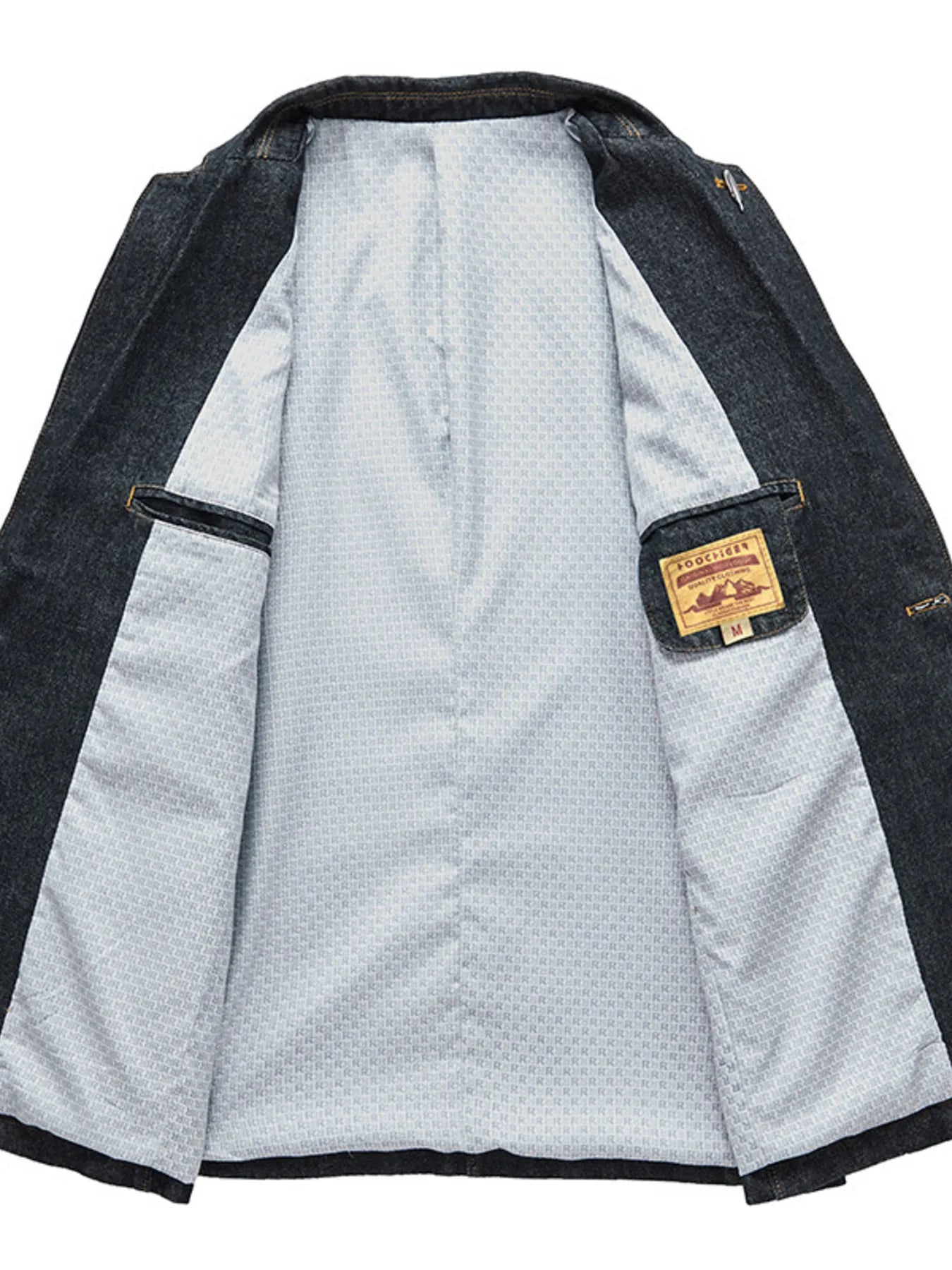 Men's Plus Size Lapel Collar Long Sleeve Denim Blazer - PBNJ FASHIONS