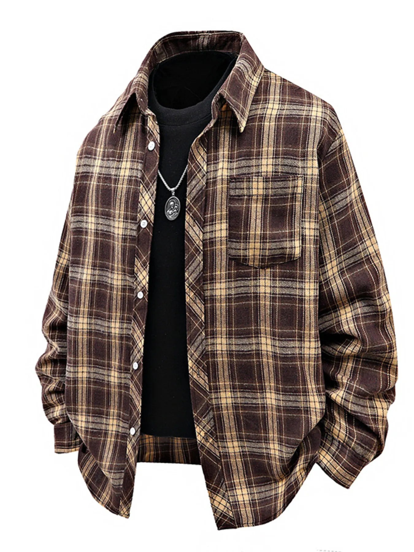 Men's Full Size Plaid Button Up Shirt Plus Size - PBNJ FASHIONS