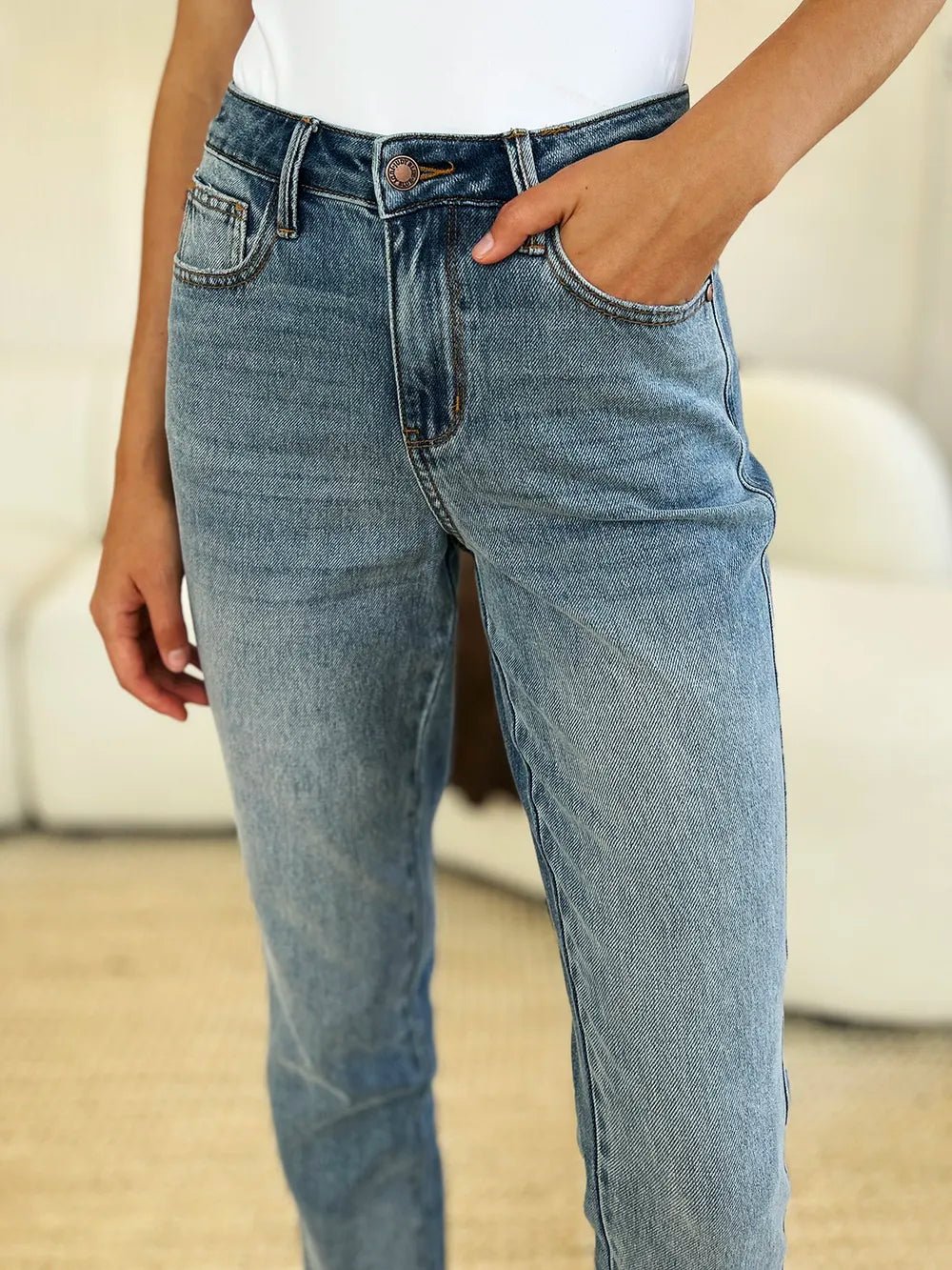 Judy Blue Full Size Mid Rise Rigid Magic Release Hem Jeans - PBNJ FASHIONS