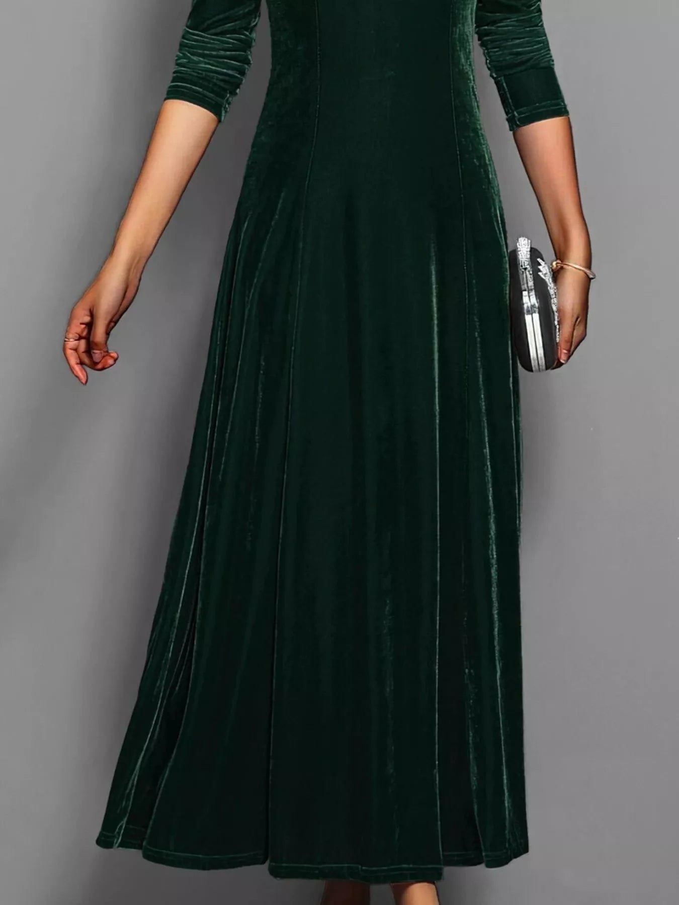 Velvet Long Sleeve A - Line Dress - PBNJ FASHIONS