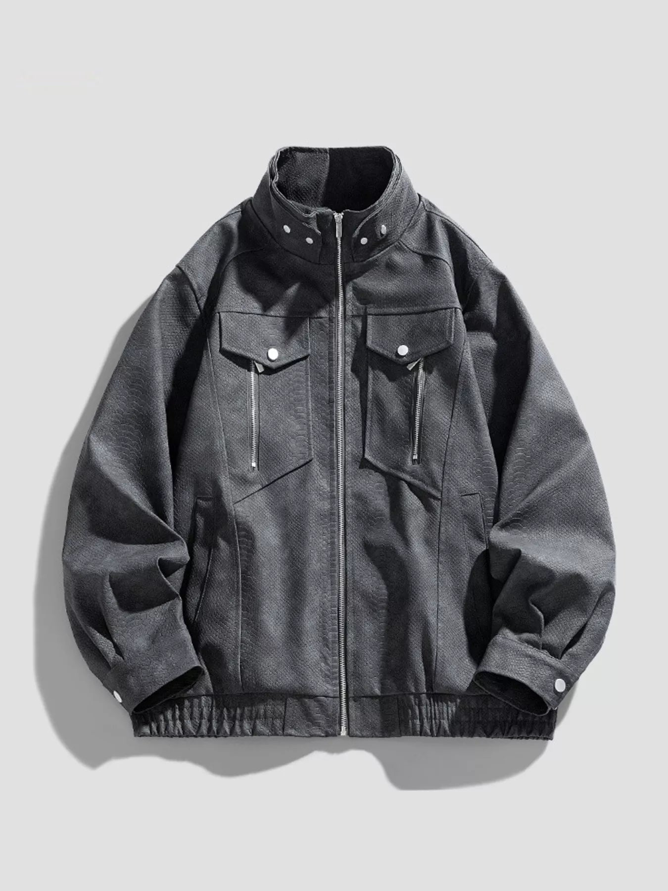 Me's Plus Size Zip Up Casual Jacket - PBNJ FASHIONS