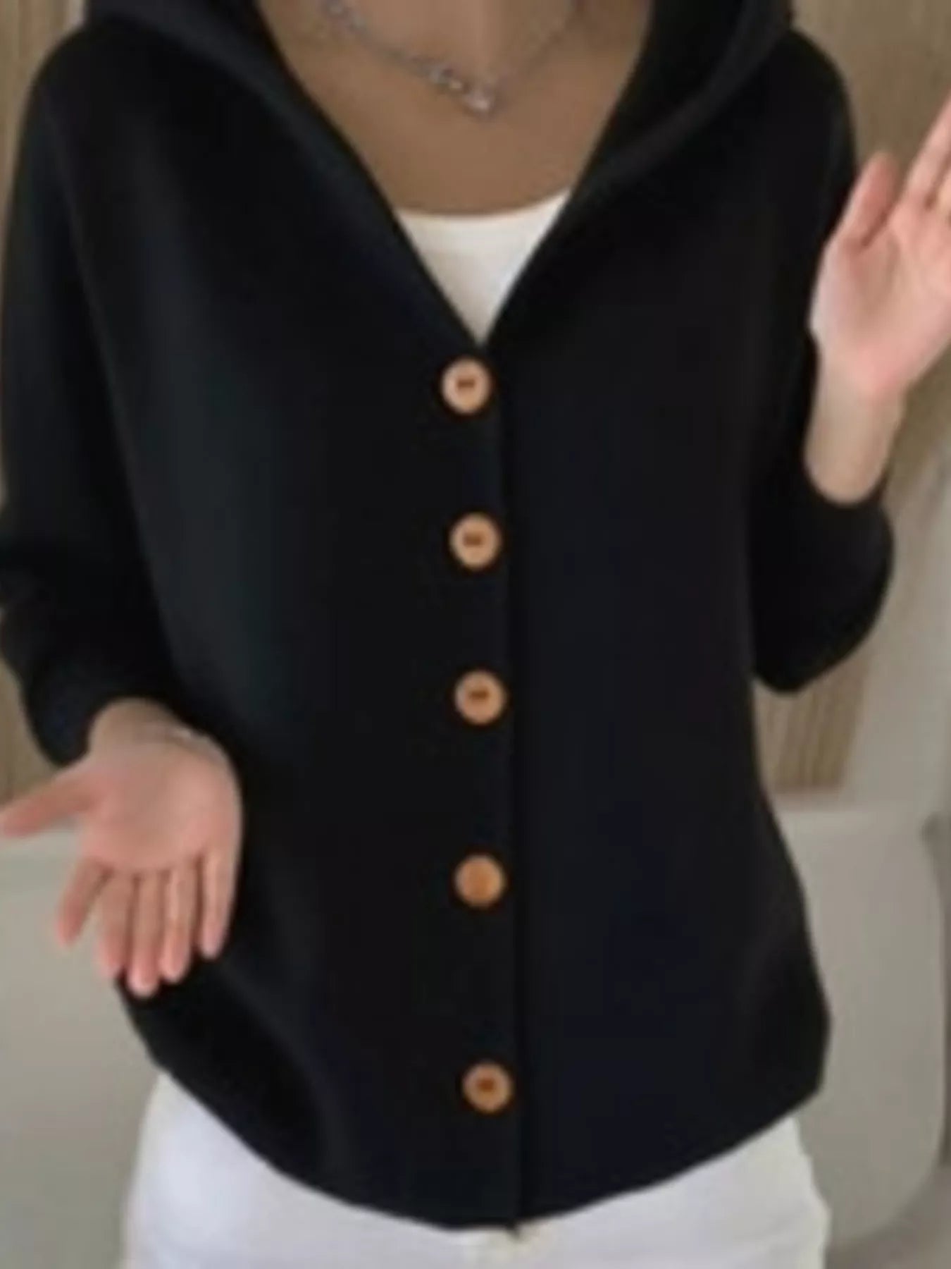 Full Size Hooded Button - Down Knit Cardigan Plus Size - PBNJ FASHIONS