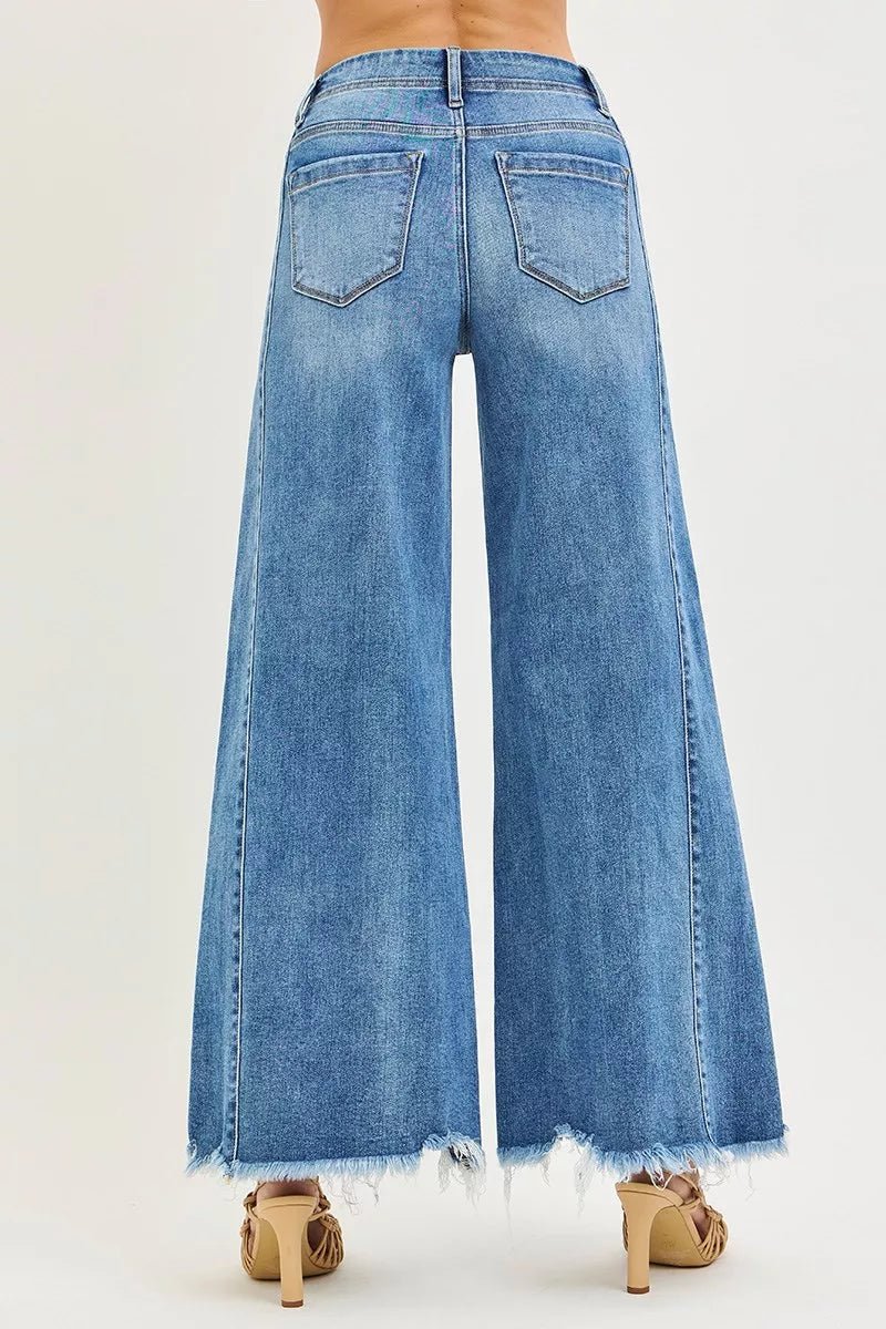 RISEN High Rise Ankle Wide Jeans - PBNJ FASHIONS