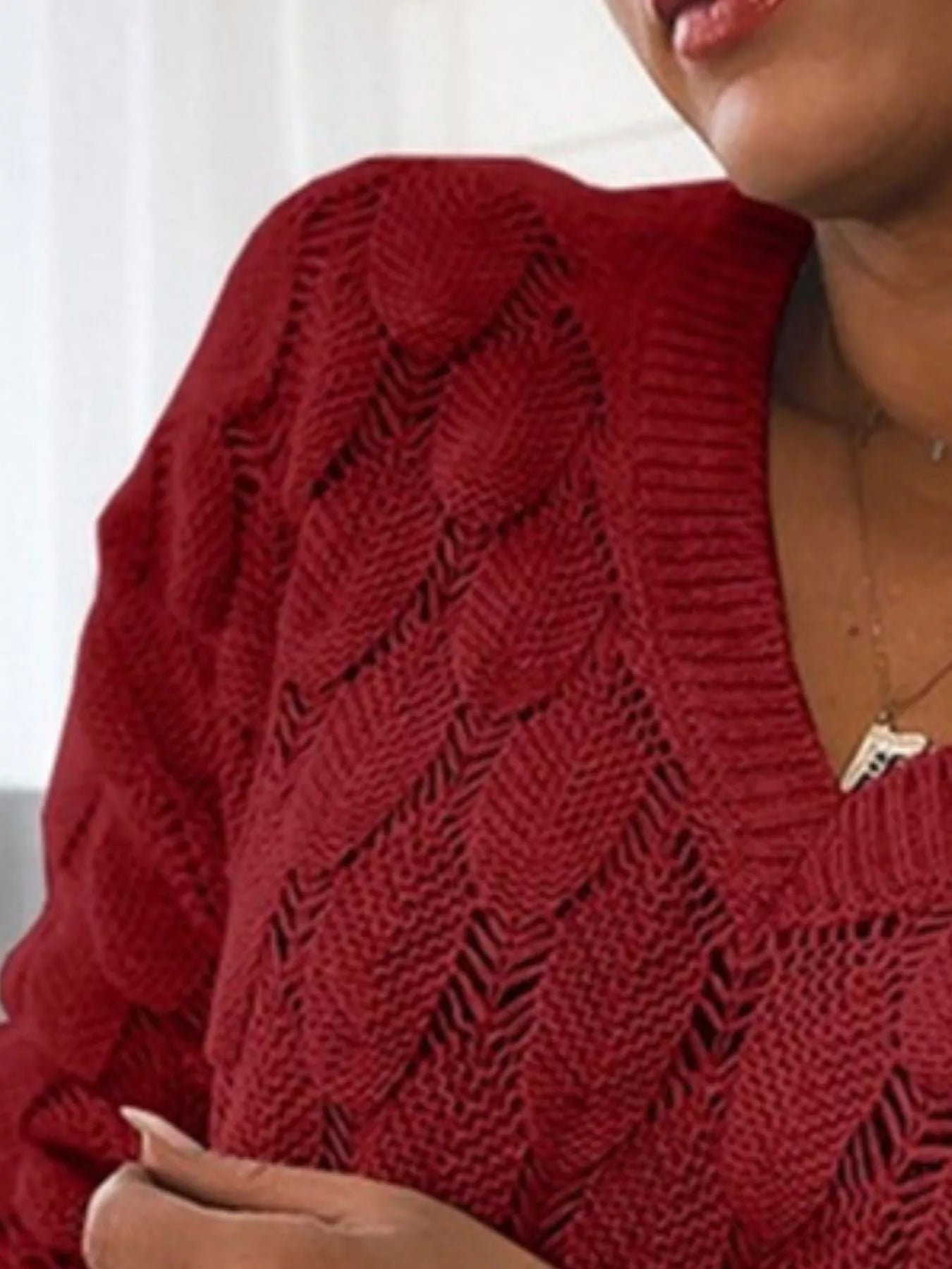 V - Neck Knitted Sweater - PBNJ FASHIONS