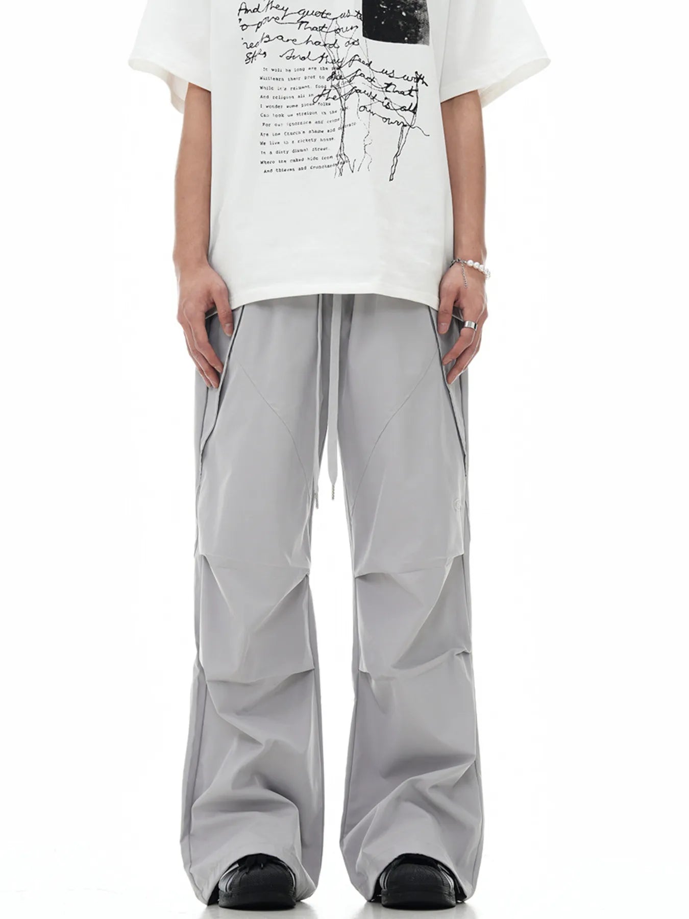 Men's Loose Fit Cargo Pants with Drawstring - Basic Style, Polyester Spandex Blend - Machine Washable - PBNJ FASHIONS