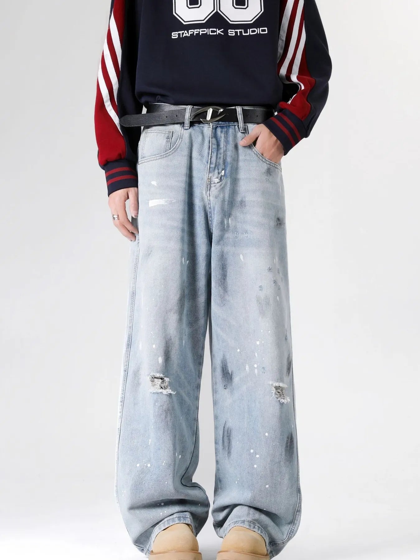 Men's Full Size Distressed Wide Leg Jeans Plus Size - PBNJ FASHIONS