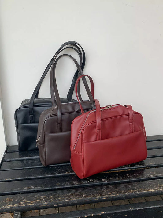 Classic Style Faux Leather Tote Bag - PBNJ FASHIONS