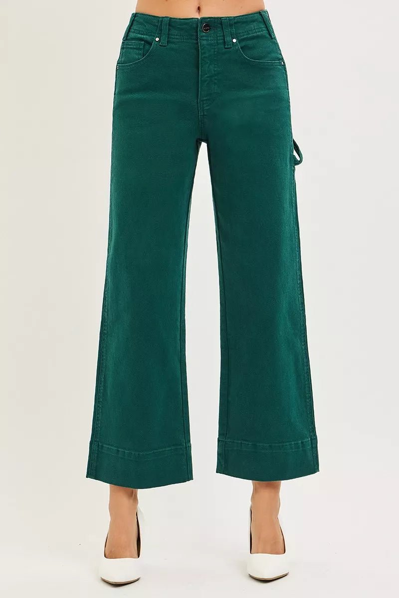 RISEN Tummy Control High Rise Crop Wide No Waist Band Pants - PBNJ FASHIONS
