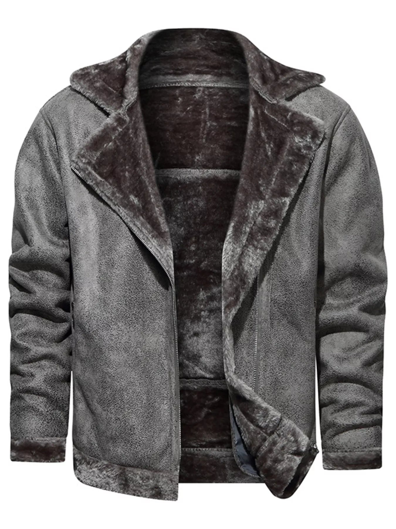 Men's Plus Size Zip Up Fuzzy Outerwear - PBNJ FASHIONS
