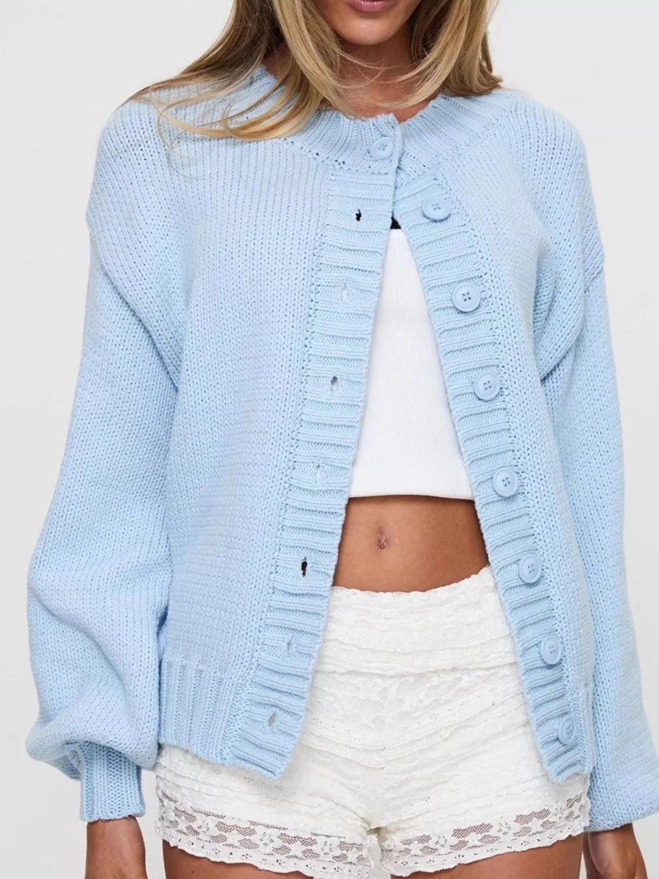 Full Size Button - Down Knit Cardigan Plus Size - PBNJ FASHIONS