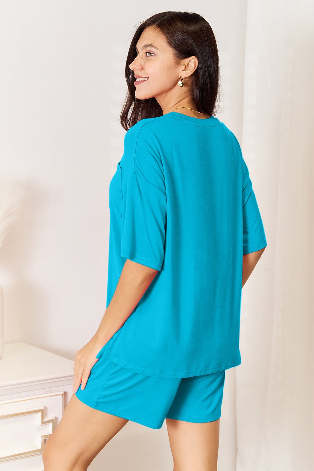Basic Bae Full Size Soft Rayon Half Sleeve Top and Shorts Set - PBNJ FASHIONS