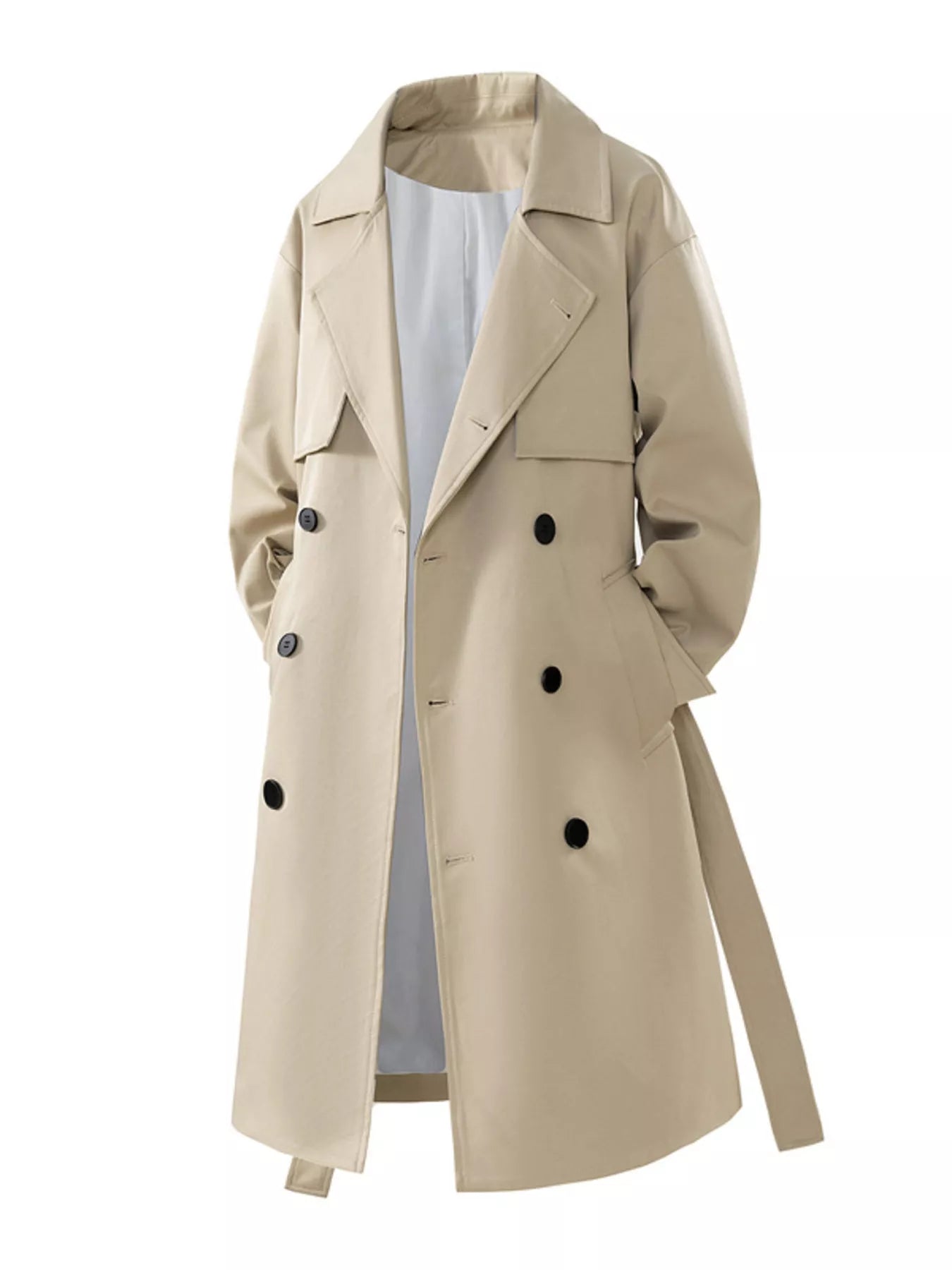 Men's Full Size Double - Breasted Trench Coat Plus Size - PBNJ FASHIONS