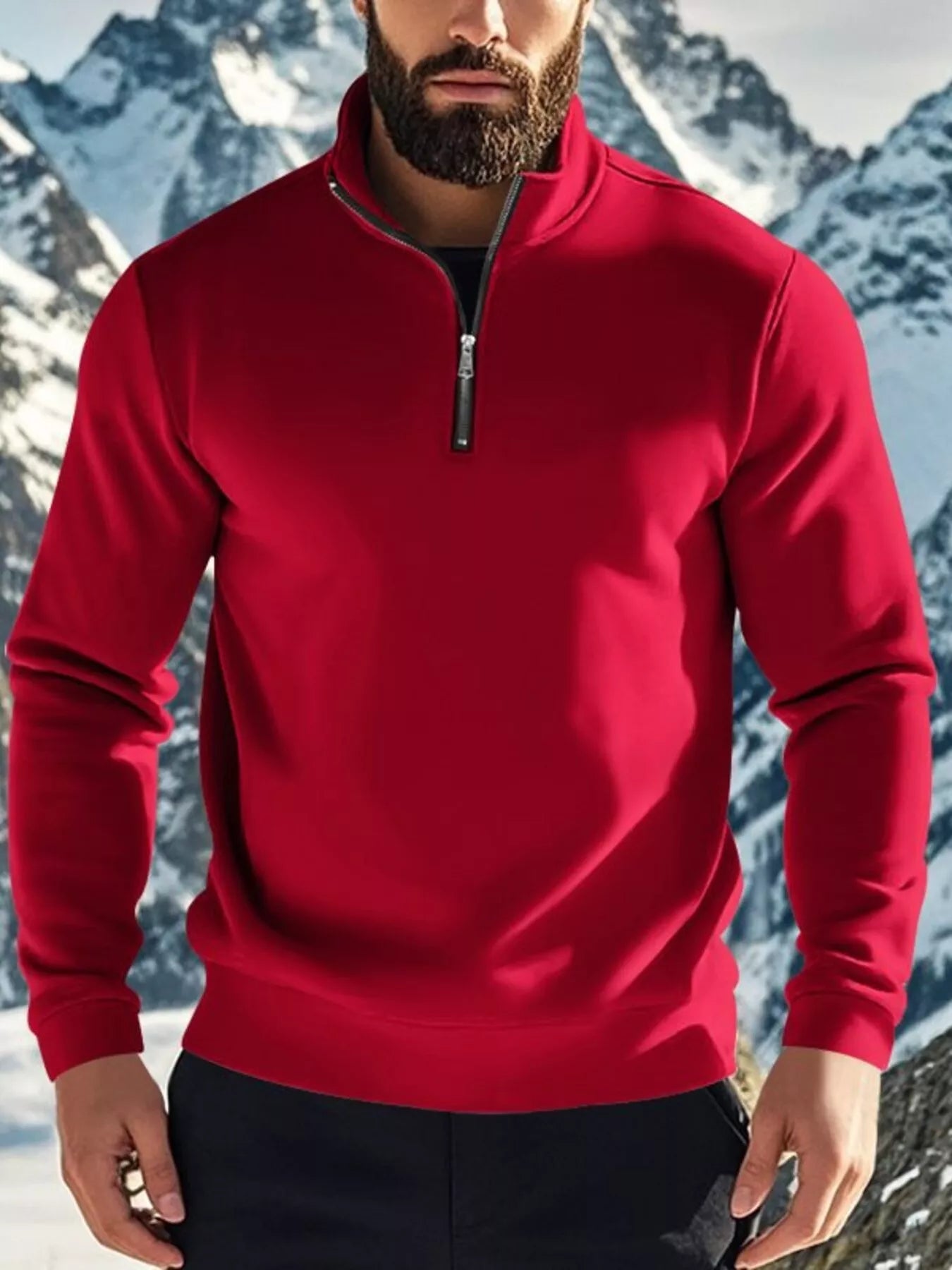 Men's Full Size Solid Color Quarter Zip Sweatshirt Plus Size - PBNJ FASHIONS