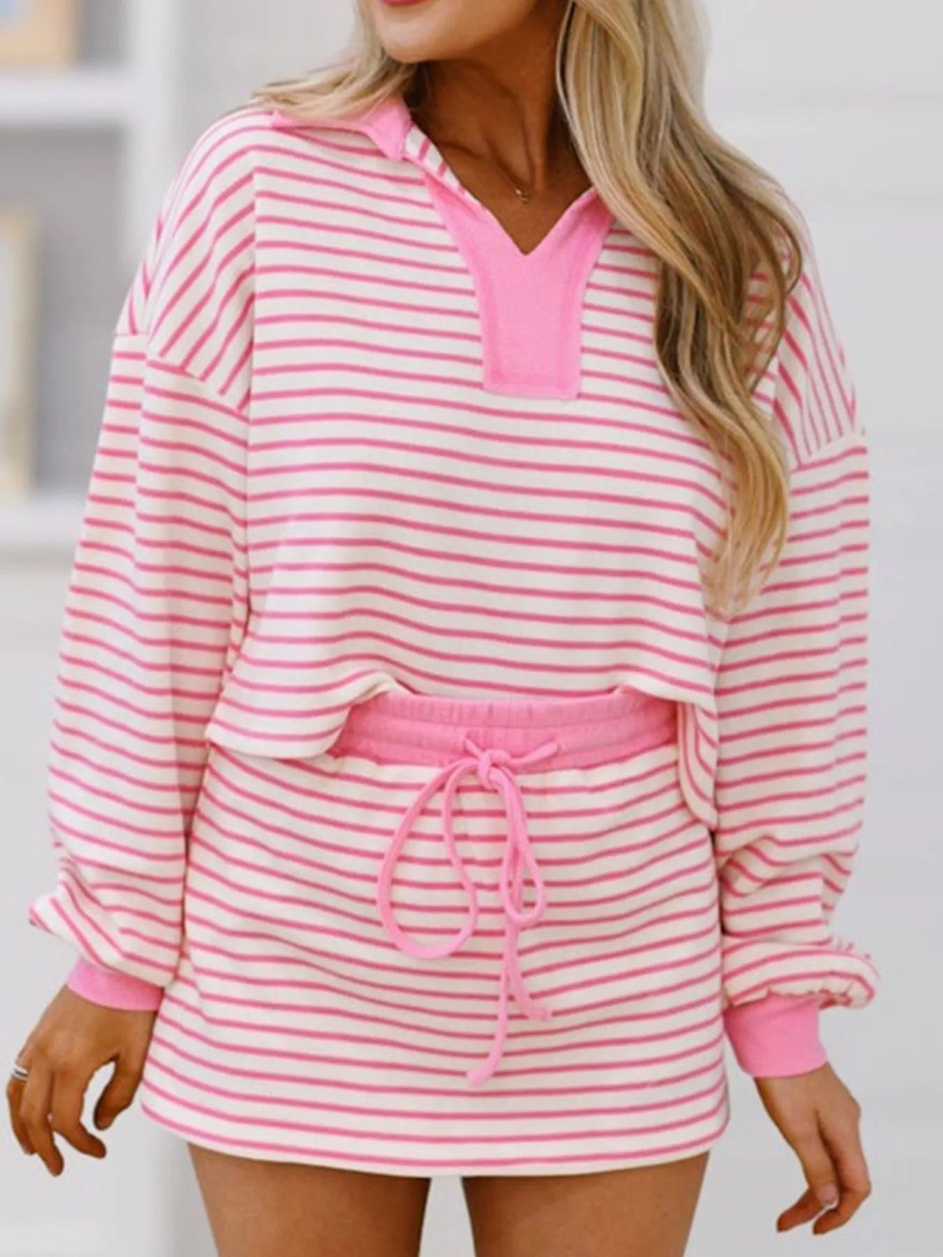 Striped Top and Skirt Set with Drawstring - PBNJ FASHIONS