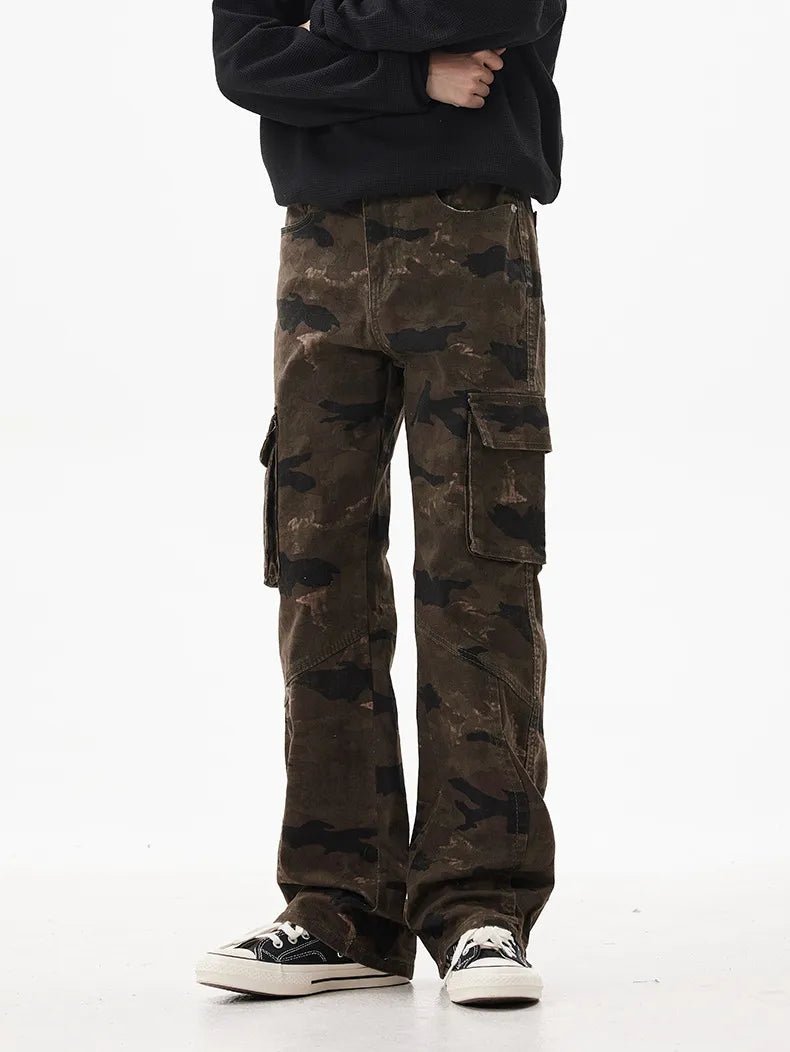 Men's Camo Print Relaxed Fit Cargo Jeans - PBNJ FASHIONS