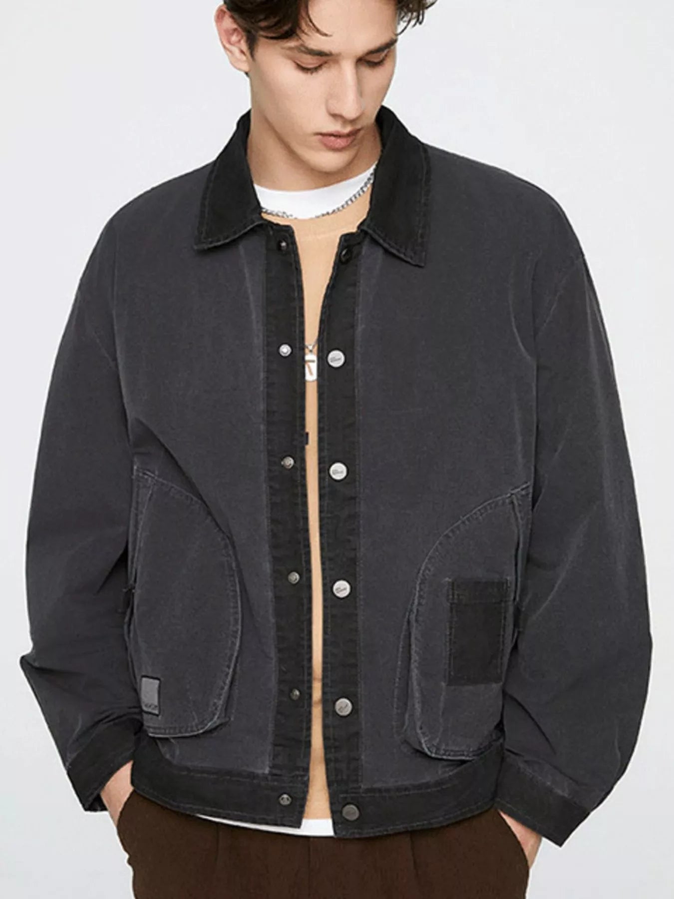 Men's Plus Size Snap Down Long Sleeve Jacket - PBNJ FASHIONS