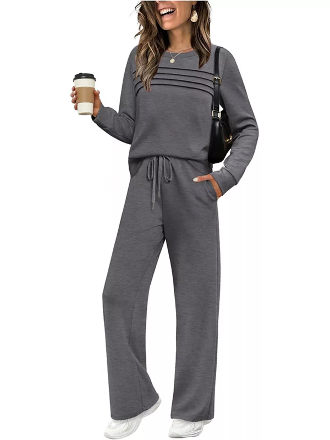 Full Size Casual Long Sleeve Top and Pants Set Plus Size - PBNJ FASHIONS
