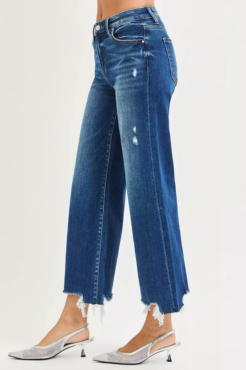 RISEN High Rise Crop Wide Leg Jeans - PBNJ FASHIONS