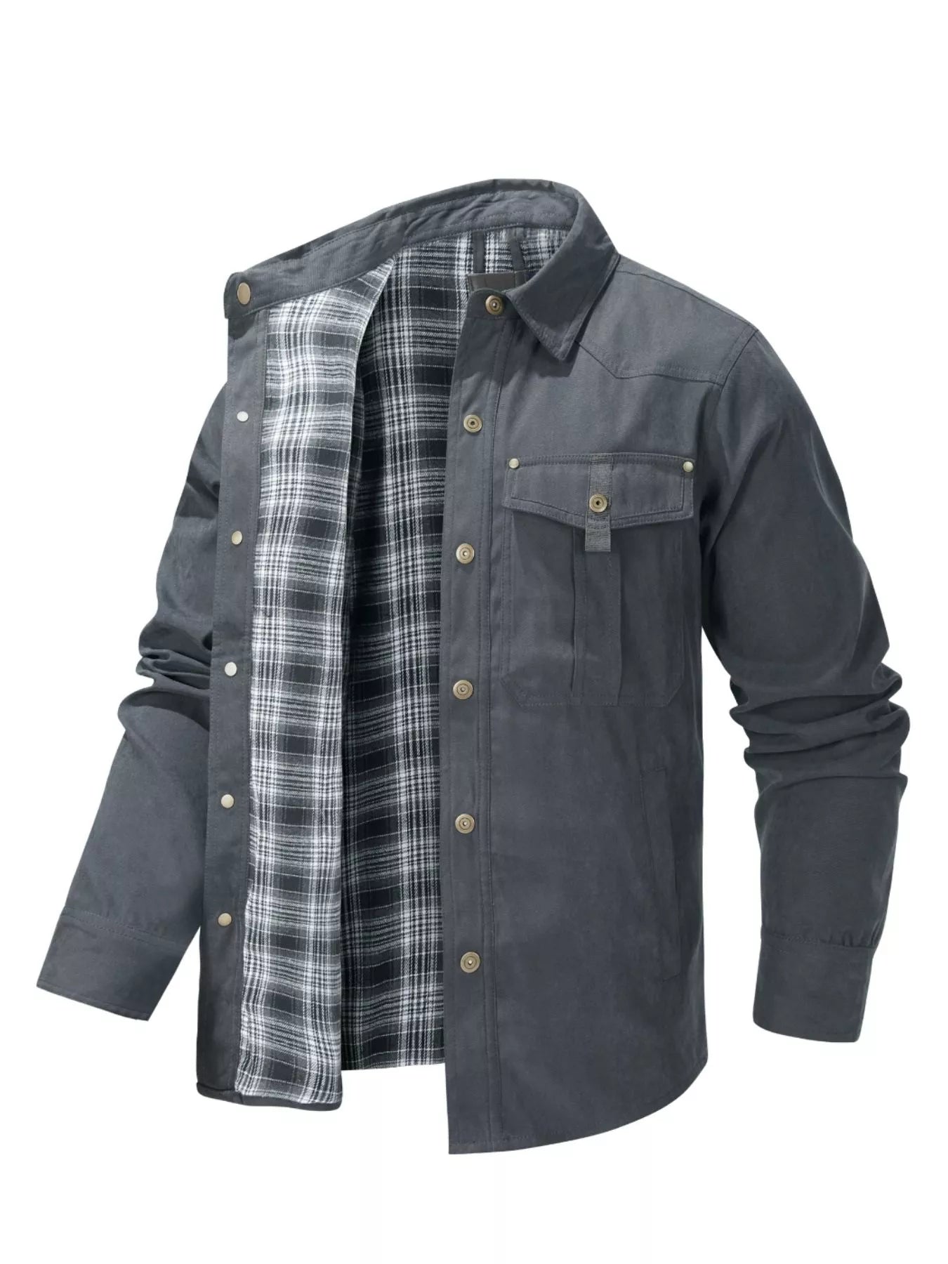 Men's Snap Down Long Sleeve Jacket - PBNJ FASHIONS