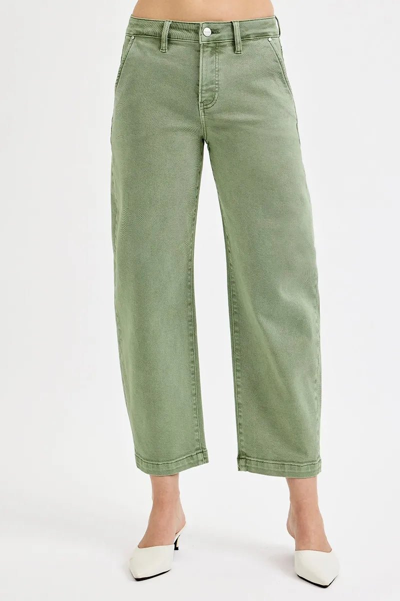 RISEN Full Size Tummy Control High Rise Crop Barrel Jeans Plus Size - PBNJ FASHIONS